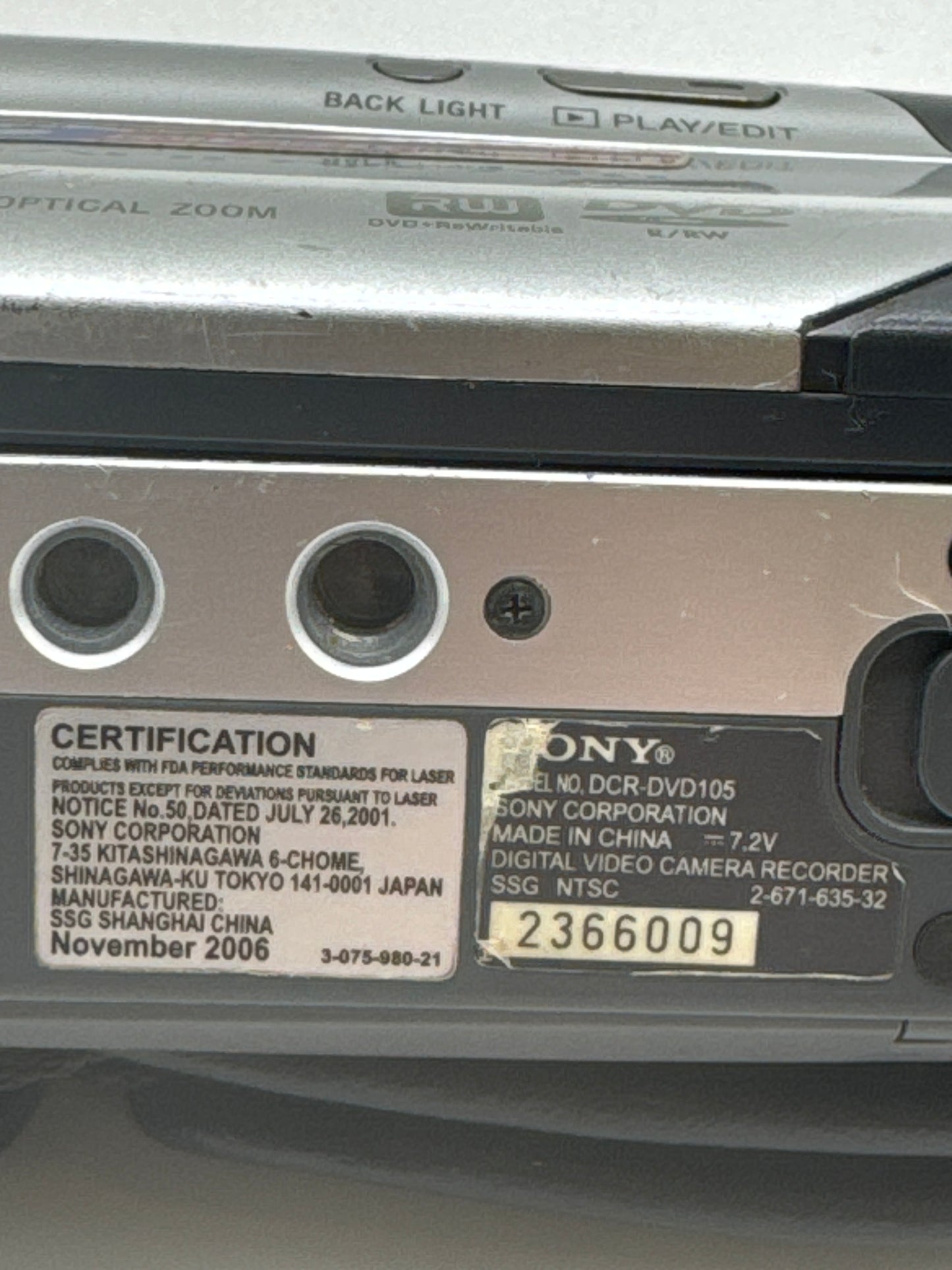 Sony Handycam DCR-DVD105 Compact DVD-RW Camcorder UNTESTED