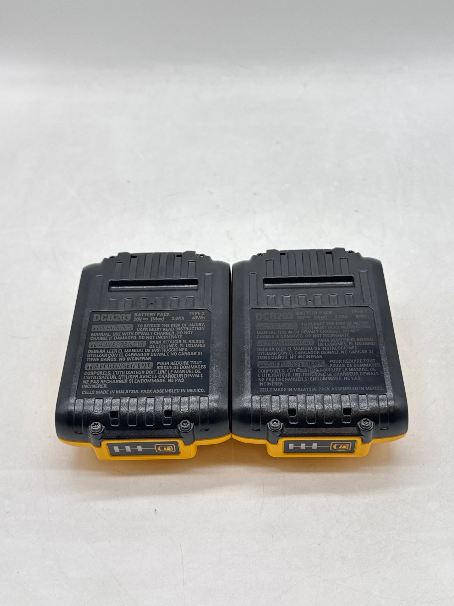 Lot of 2 Dewalt DCB203 20V Max 2AH Li-Ion Battery - New No Box