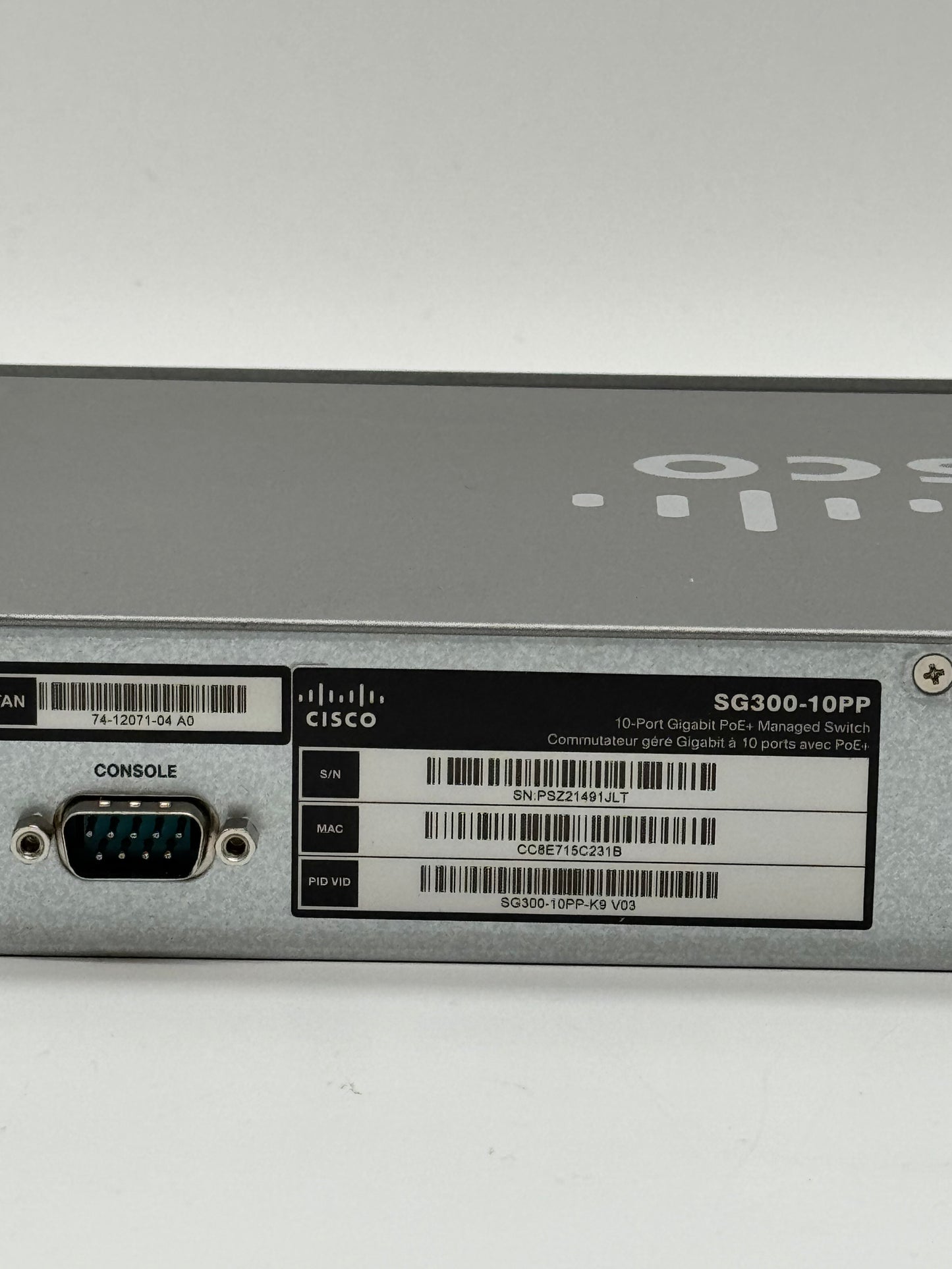 Cisco SG300-10PP 10-Port Gigabit Ethernet Switch - No Power Cable