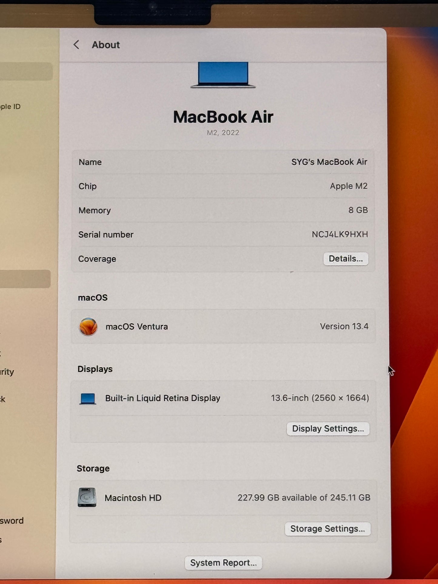 Apple MacBook Air M2 A2681 13.6" 8C CPU 8C GPU 8GB RAM 256GB SSD