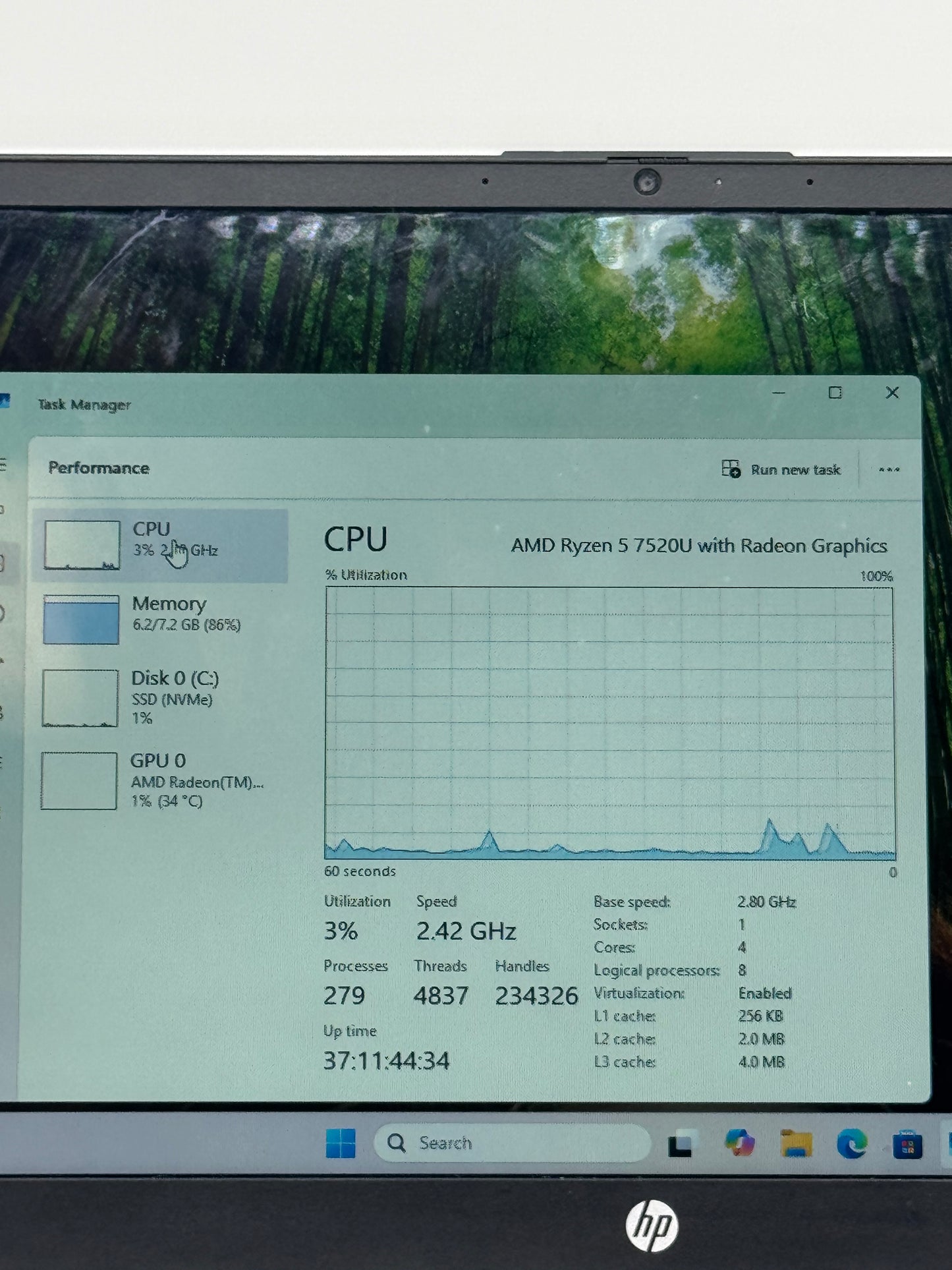 HP 15-FC0025DX 15.6" AMD RYZEN 5 7520U 8GB RAM 512GB SSD NVMe Touch Silver