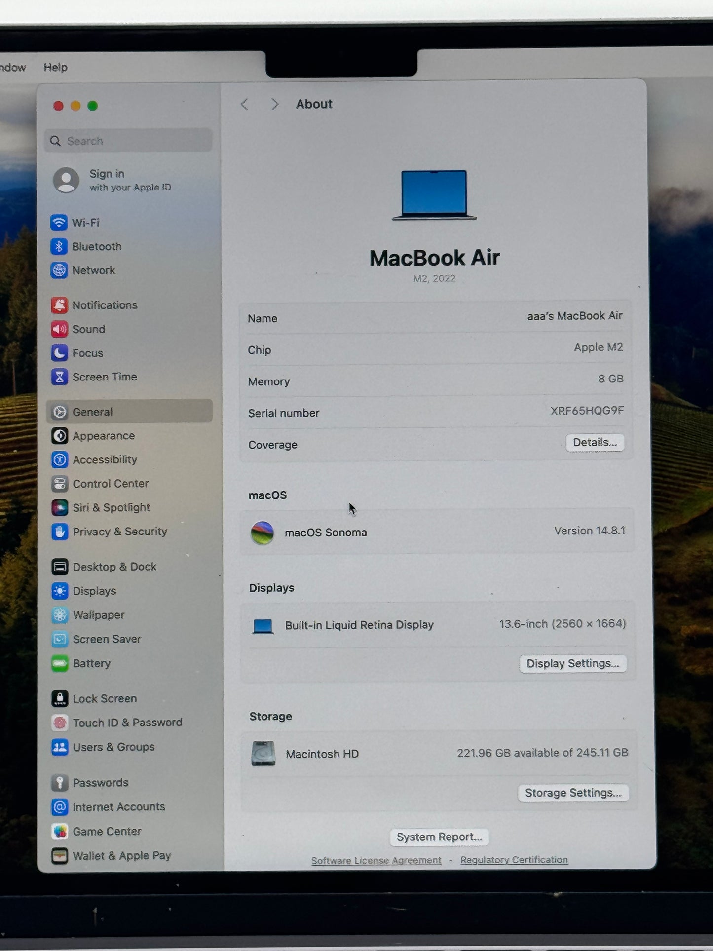 Apple MacBook Air M2 A2681 13.6" 8C CPU 8C GPU 8GB 256GB - Remotely Managed