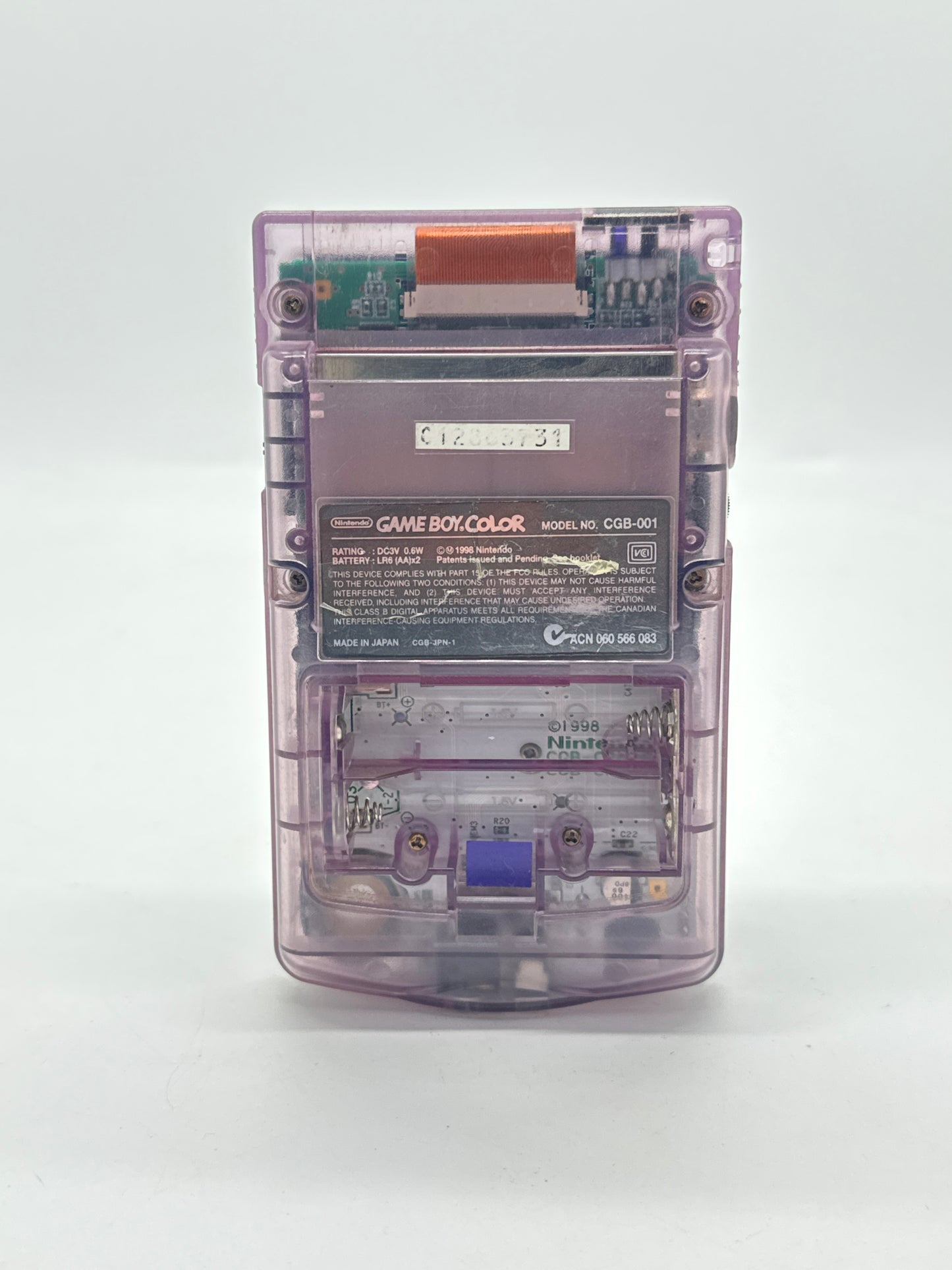 Nintendo Game Boy Color CGB-001 Atomic Purple Console #16 Missing Battery Lid
