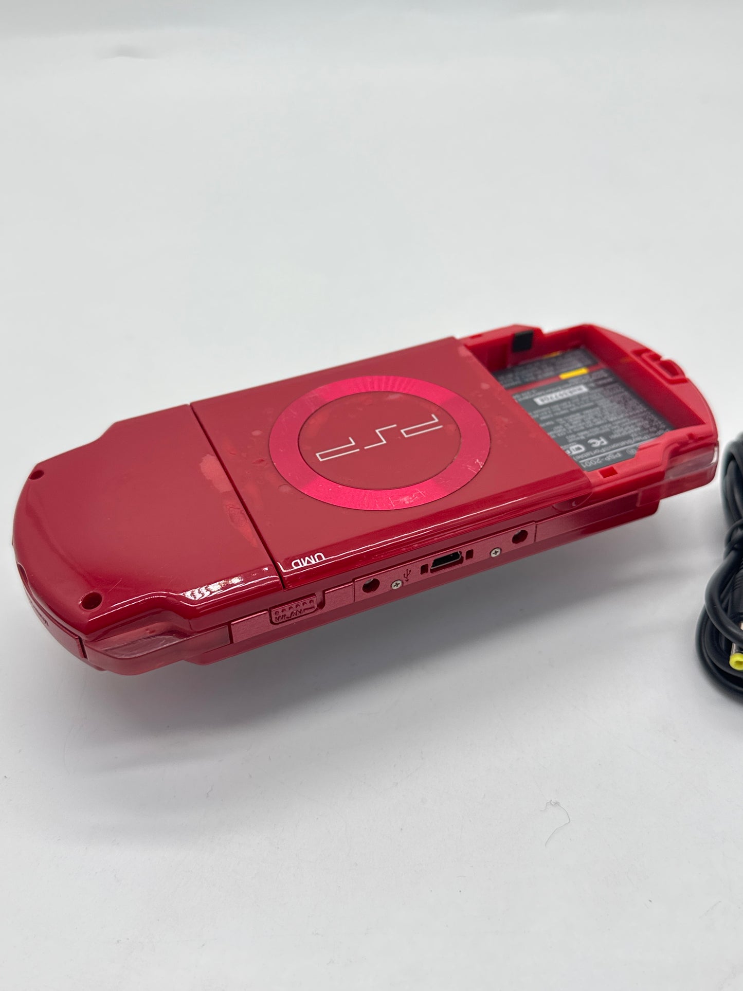 Sony PSP-2001 Deep Red Console w/ Charger #71 No Battery No Lid