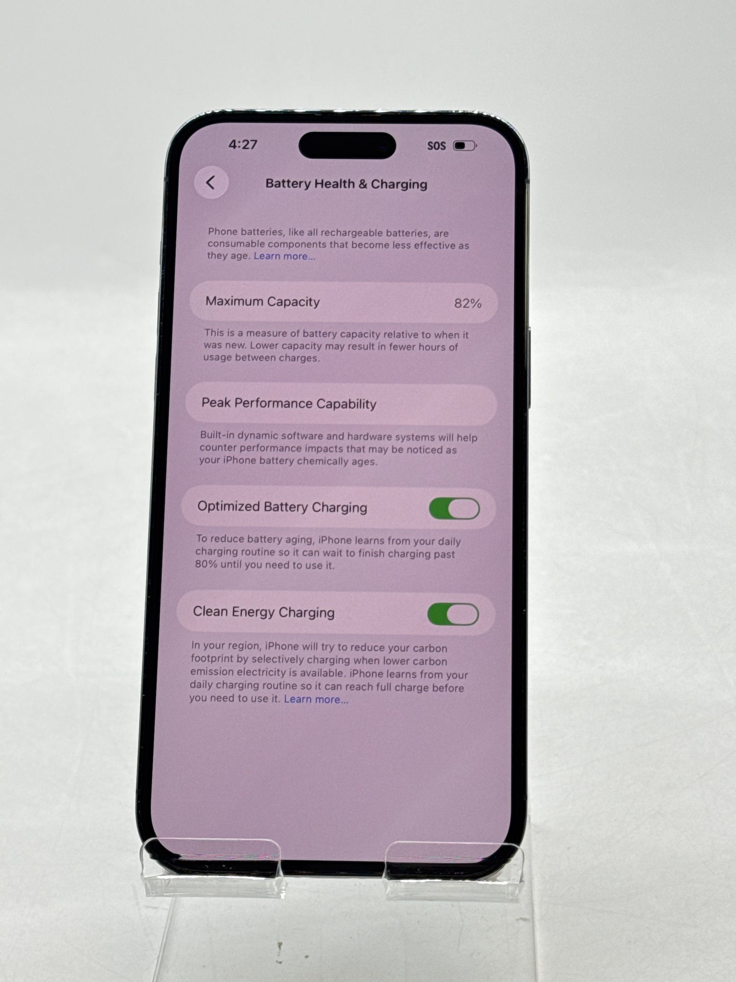 Unlocked Apple iPhone 14 Pro Max A2651 256GB Deep Purple 82% Battery Health Read!
