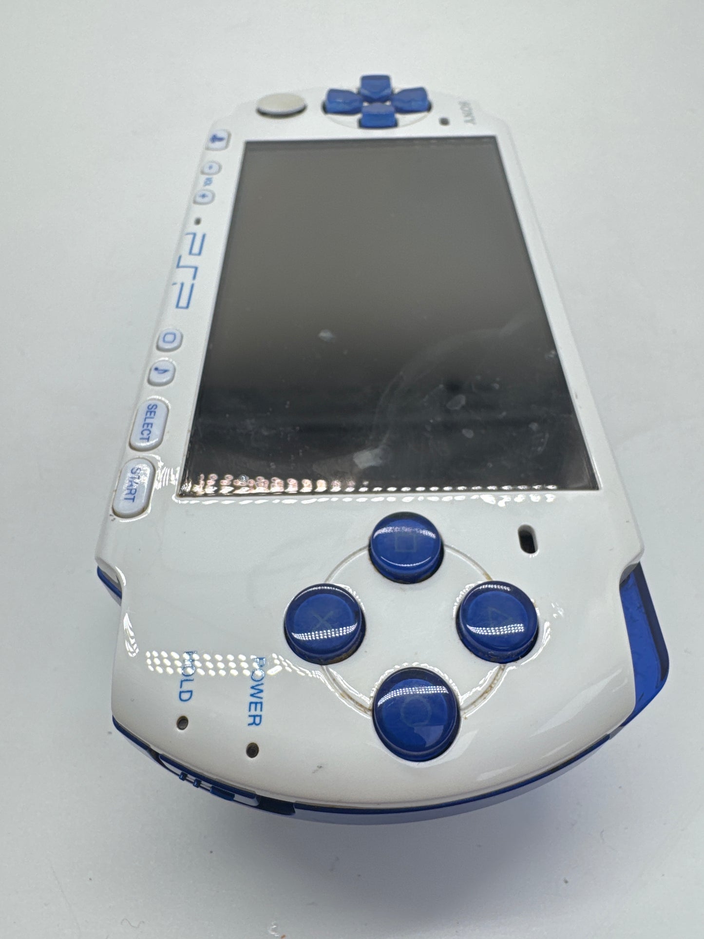 Sony PSP-3000 White/Blue Console Only #106 Right Side Buttons Bad READ AS IS