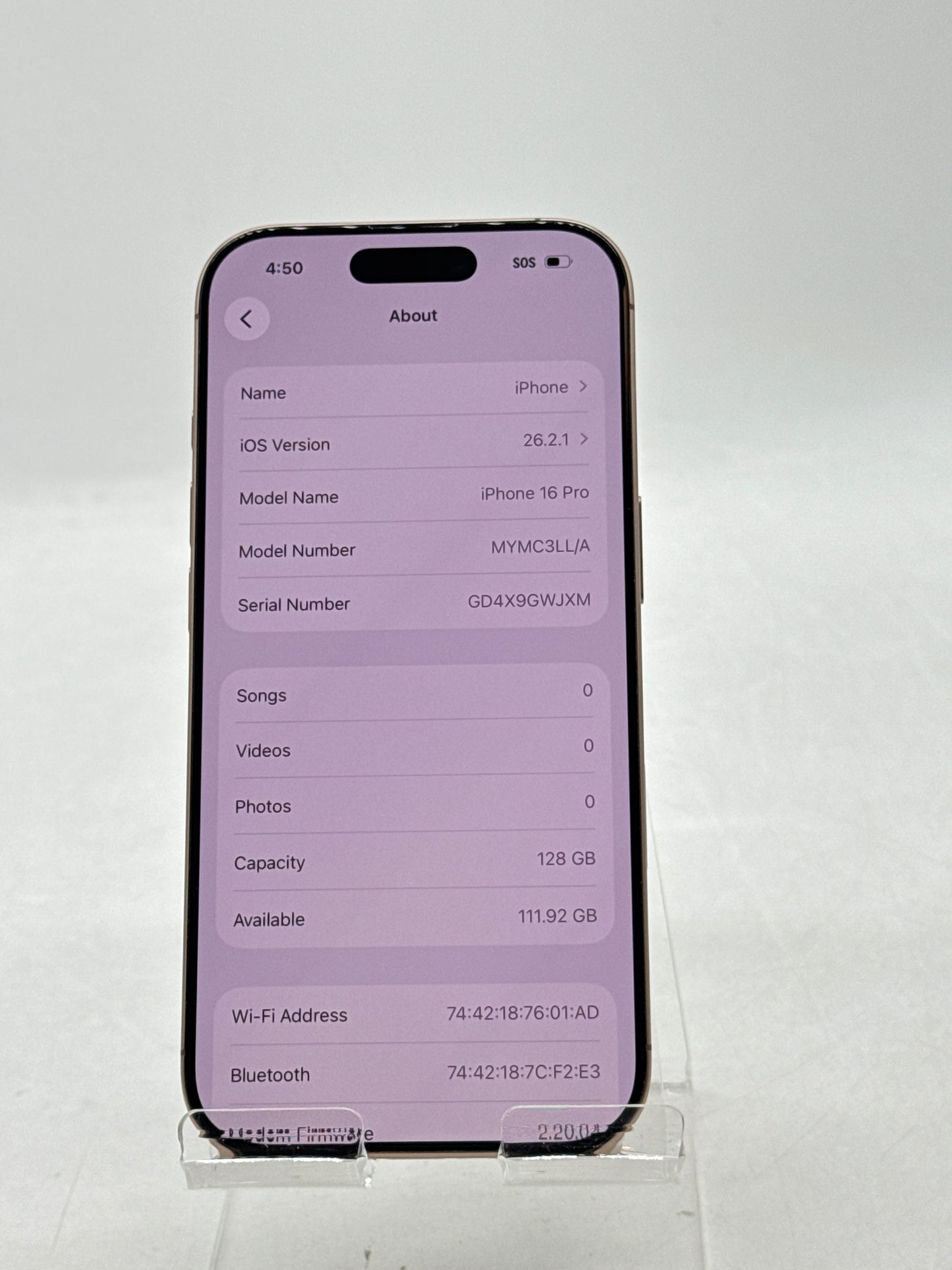 Unlocked Apple iPhone 16 Pro A3083 128GB Desert Titanium 100% Battery Health