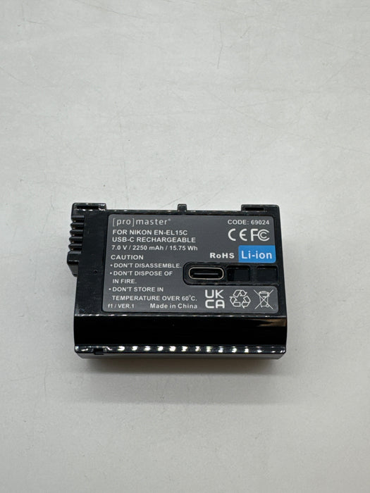 ProMaster EN-EL15C USB-C Rechargeable Nikon Camera Battery Z6 Z7 Z5 D850 69024