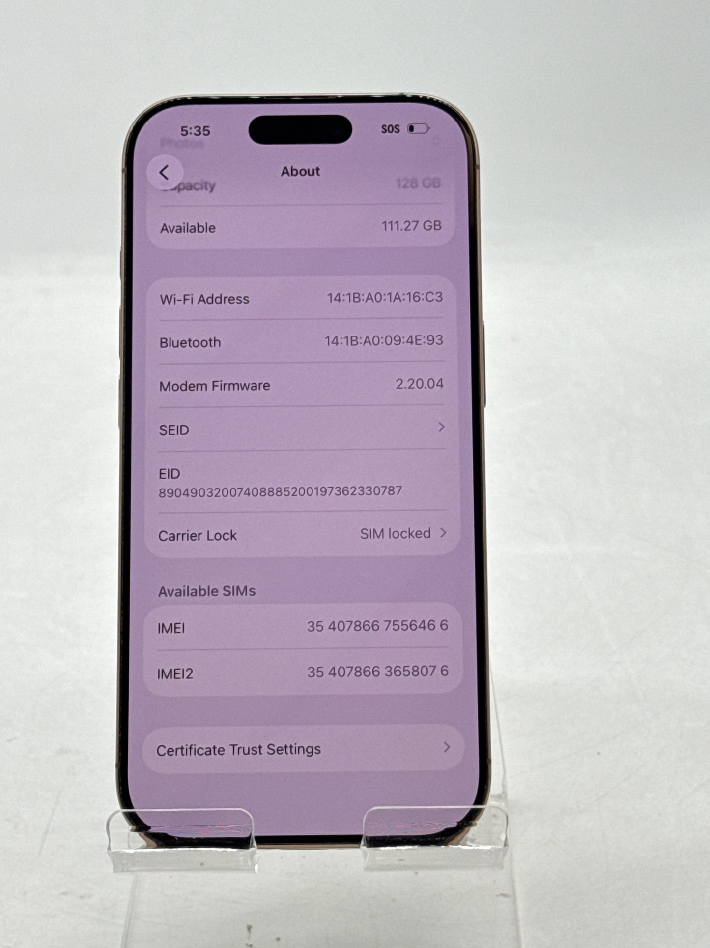 T-Mobile Apple iPhone 16 Pro A3083 128GB Desert Titanium 93% Battery Health