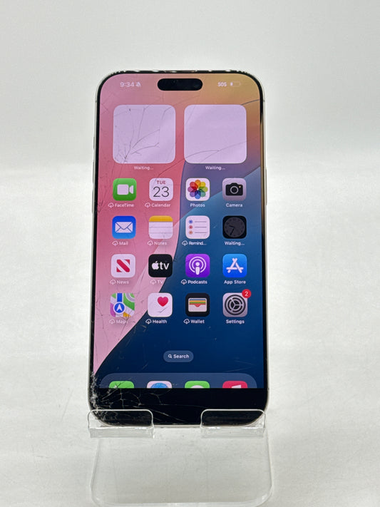 Unlocked Apple iPhone 16 Pro Max A3084 256GB Natural Titanium - Cracked Read!