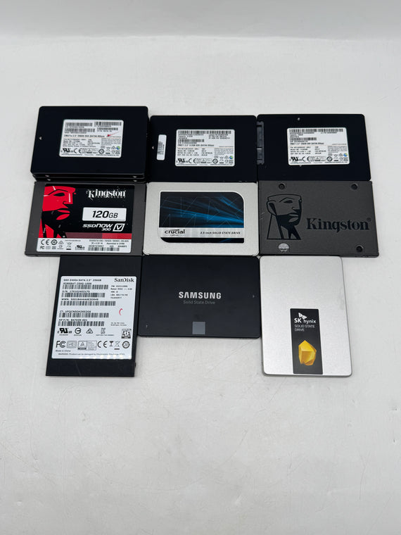 Lot of 11 SSD Samsung Crucial Kingston SanDisk 120GB-512GB