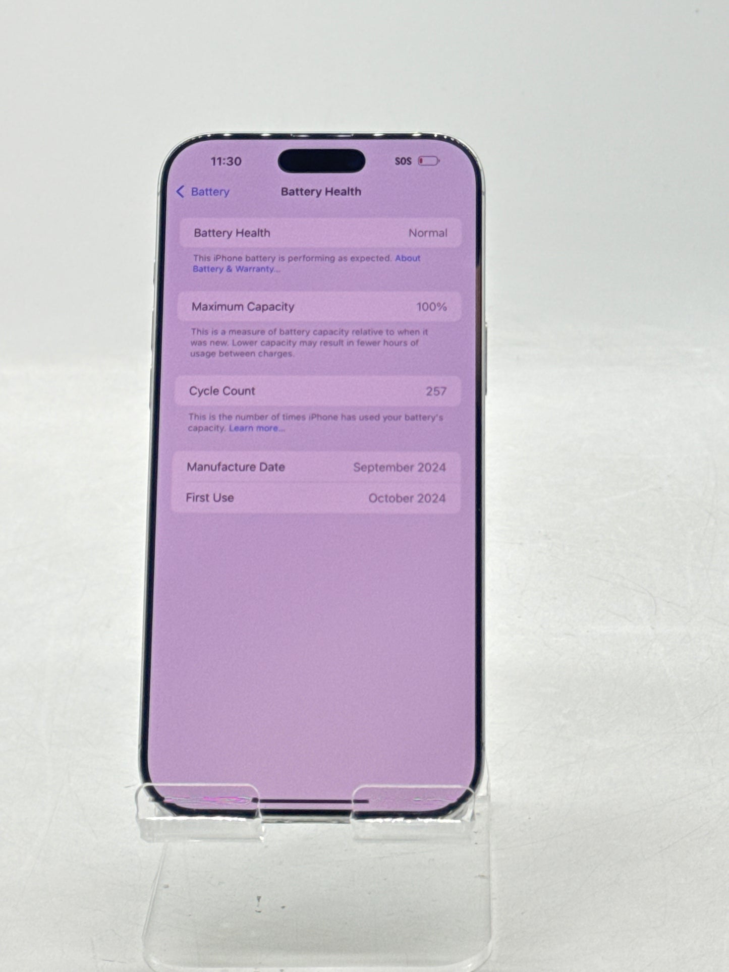 AT&T Apple iPhone 16 Pro Max A3084 256GB White Titanium 100% Battery health