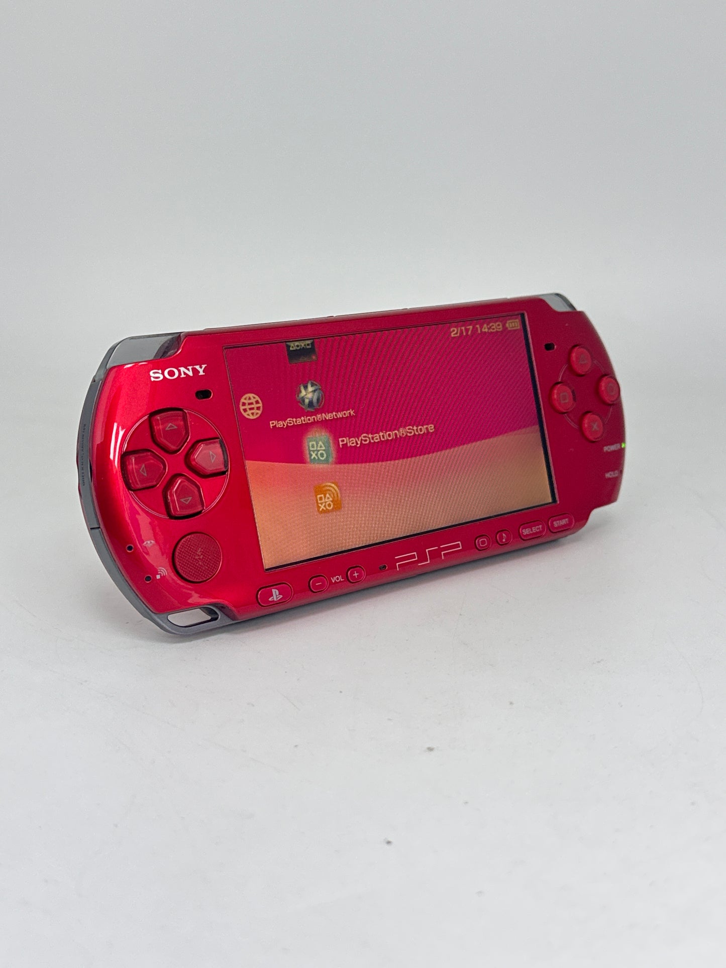 Sony PlayStation Portable PSP-3000 Red Console #369 No Back Lid Yellowed Display AS IS
