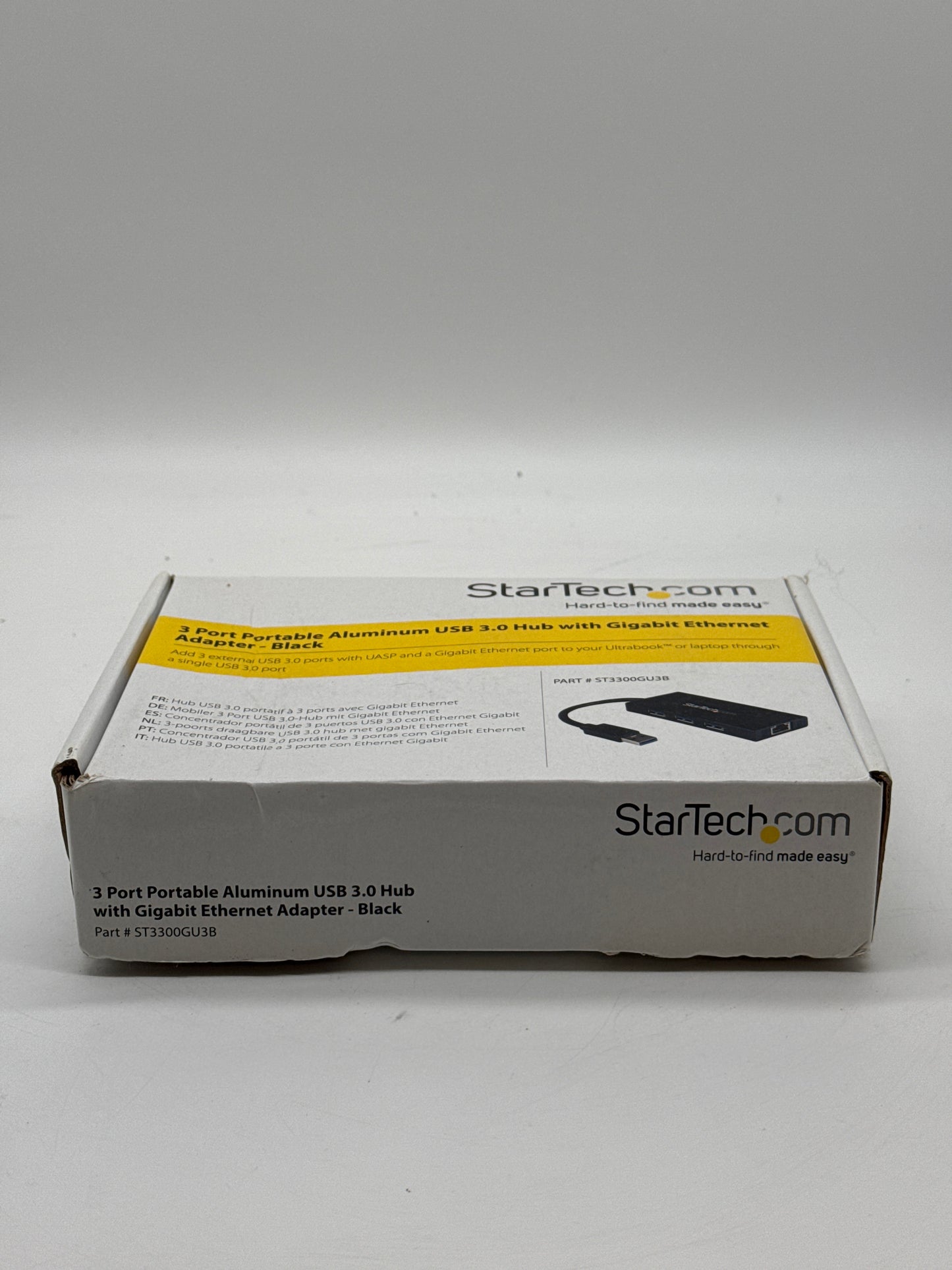 Startech 3 port portable aluminum USB 3.0 hub with gigabit ethernet adapter black