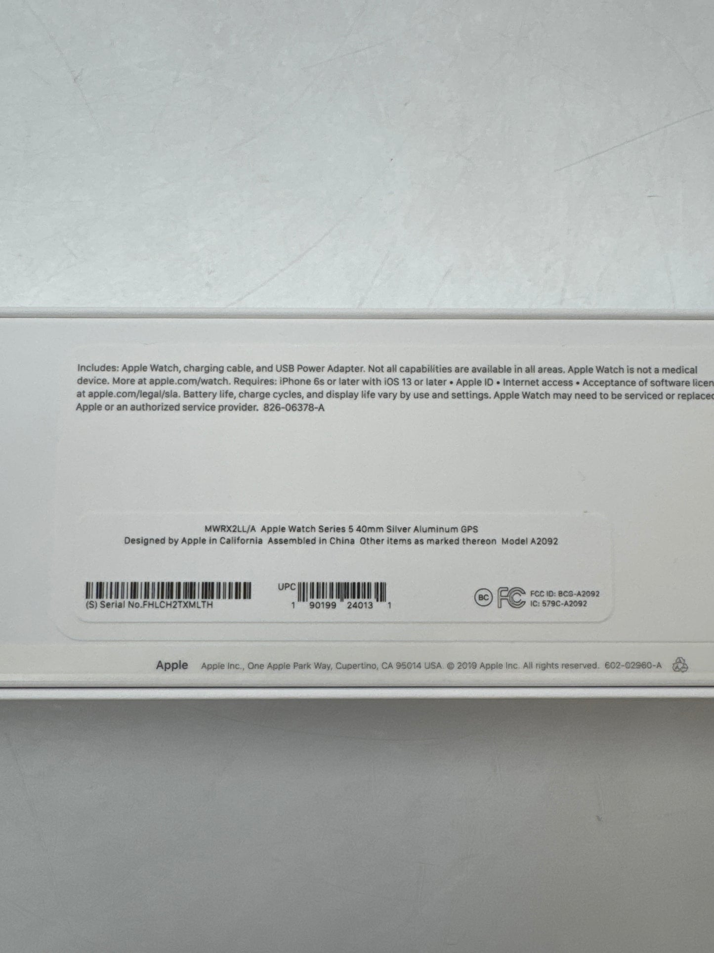 Apple Watch Series 5 A2092 40mm GPS Only Silver Aluminum - New Open Box