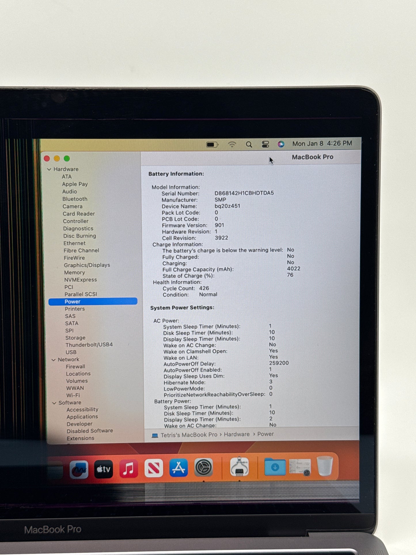 Apple MacBook Pro 13" A1706 – 3.1GHz i5 / 8GB / 256GB – Bad Screen