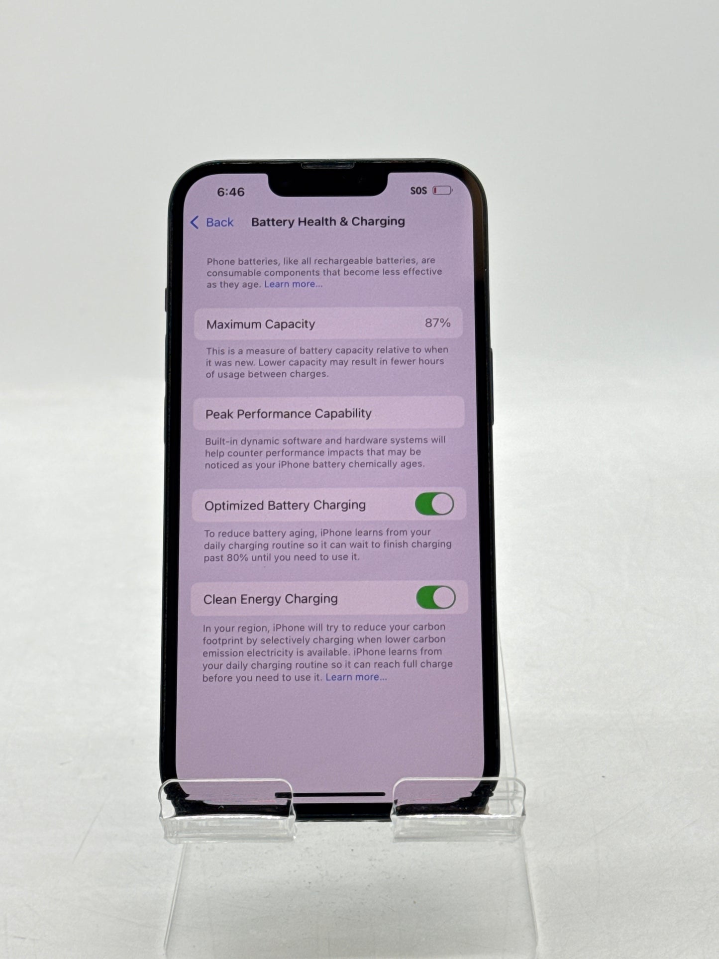 Unlocked Apple iPhone 14 A2649 128GB Midnight 87% Battery Health