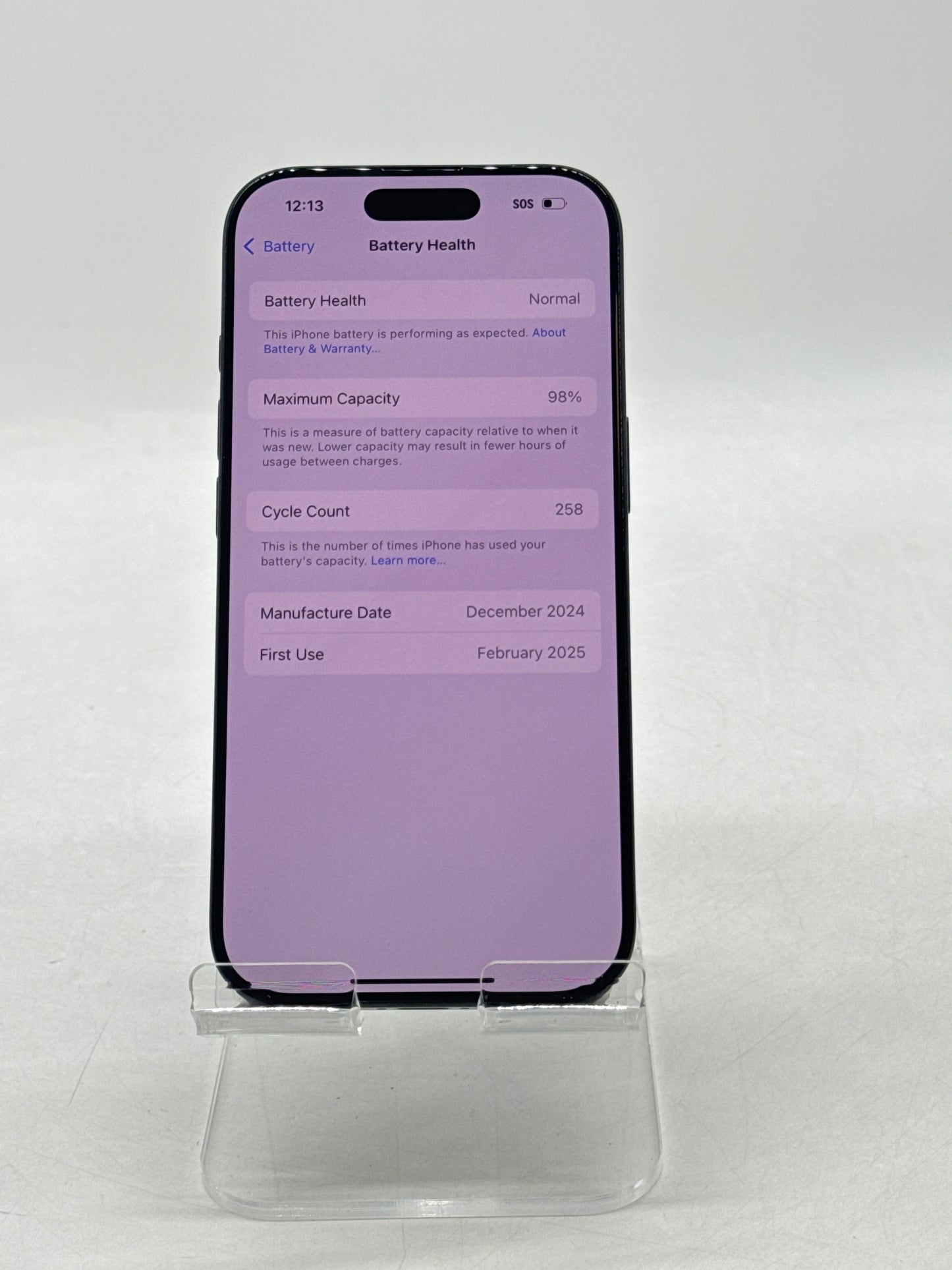 Unlocked Apple iPhone 16 Pro A3083 128GB Black Titanium 98% Battery Health