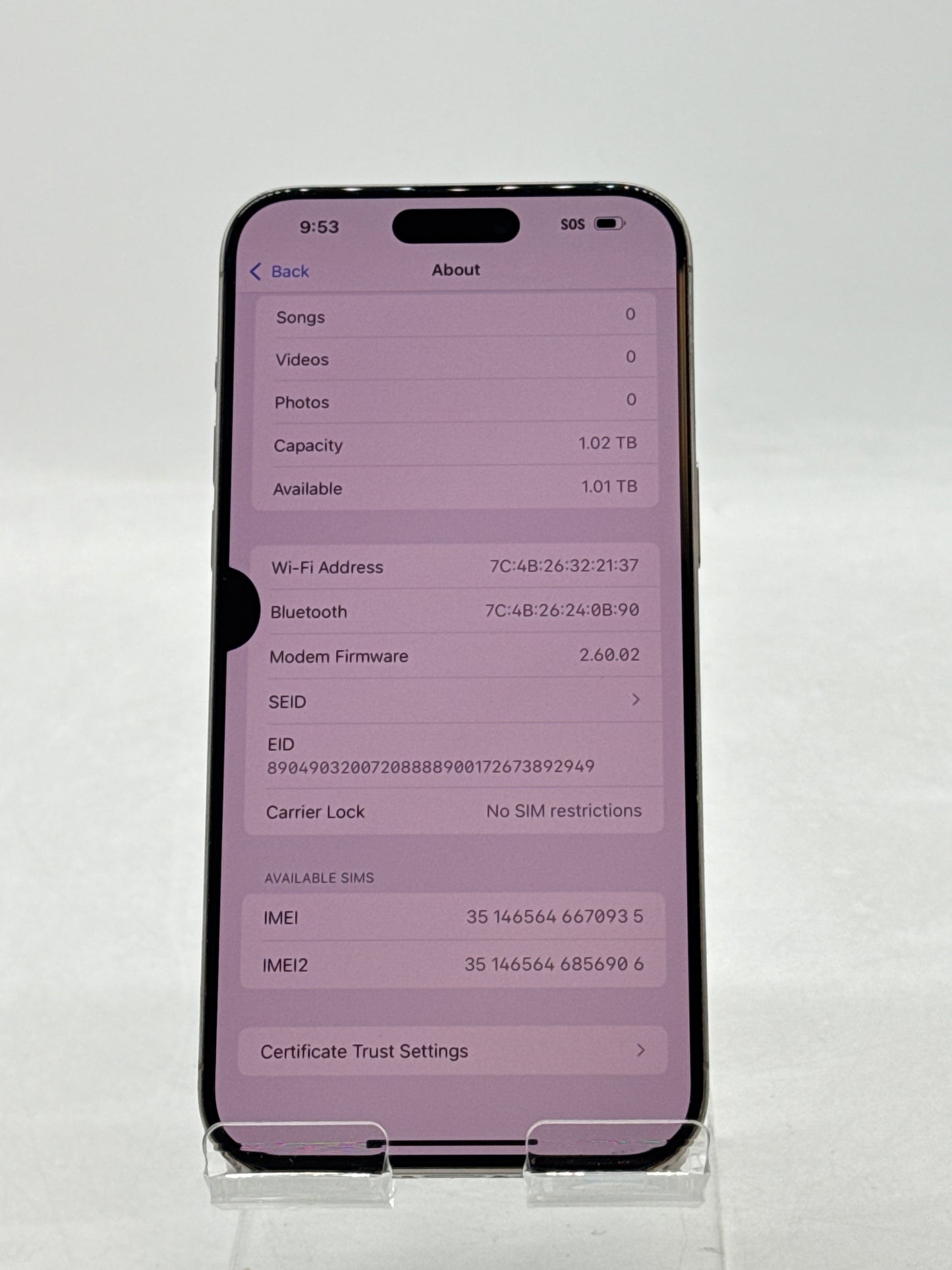 Unlocked Apple iPhone 15 Pro Max A2849 1TB Natural Titanium - Cracked Read!