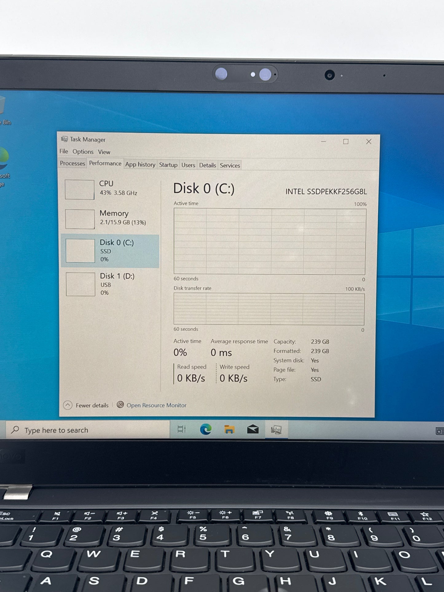 Lenovo T480s TouchScreen Laptop i5-8350U 16GB 256GB #30 READ