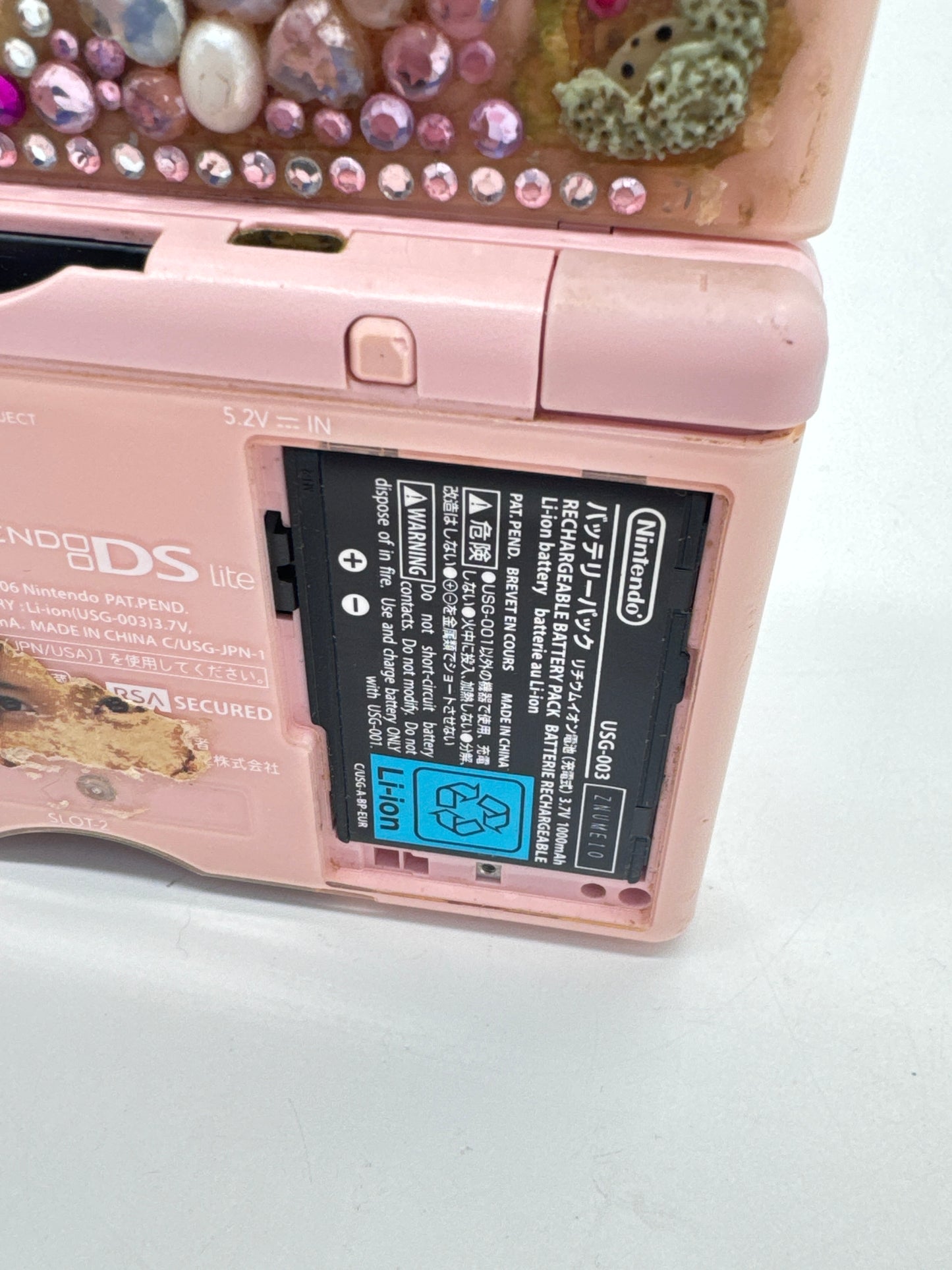 Nintendo DS Lite USG-001 Coral Pink Console w/ Stylus #52 Exterior Stickers