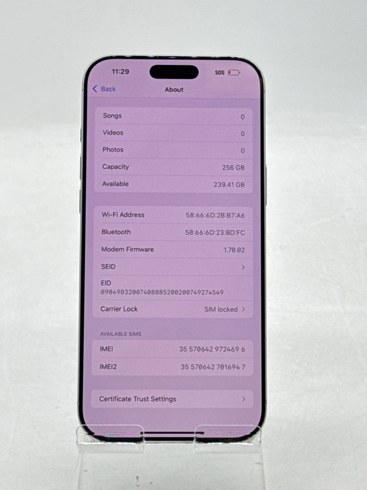 AT&T Apple iPhone 16 Pro Max A3084 256GB White Titanium 100% Battery health