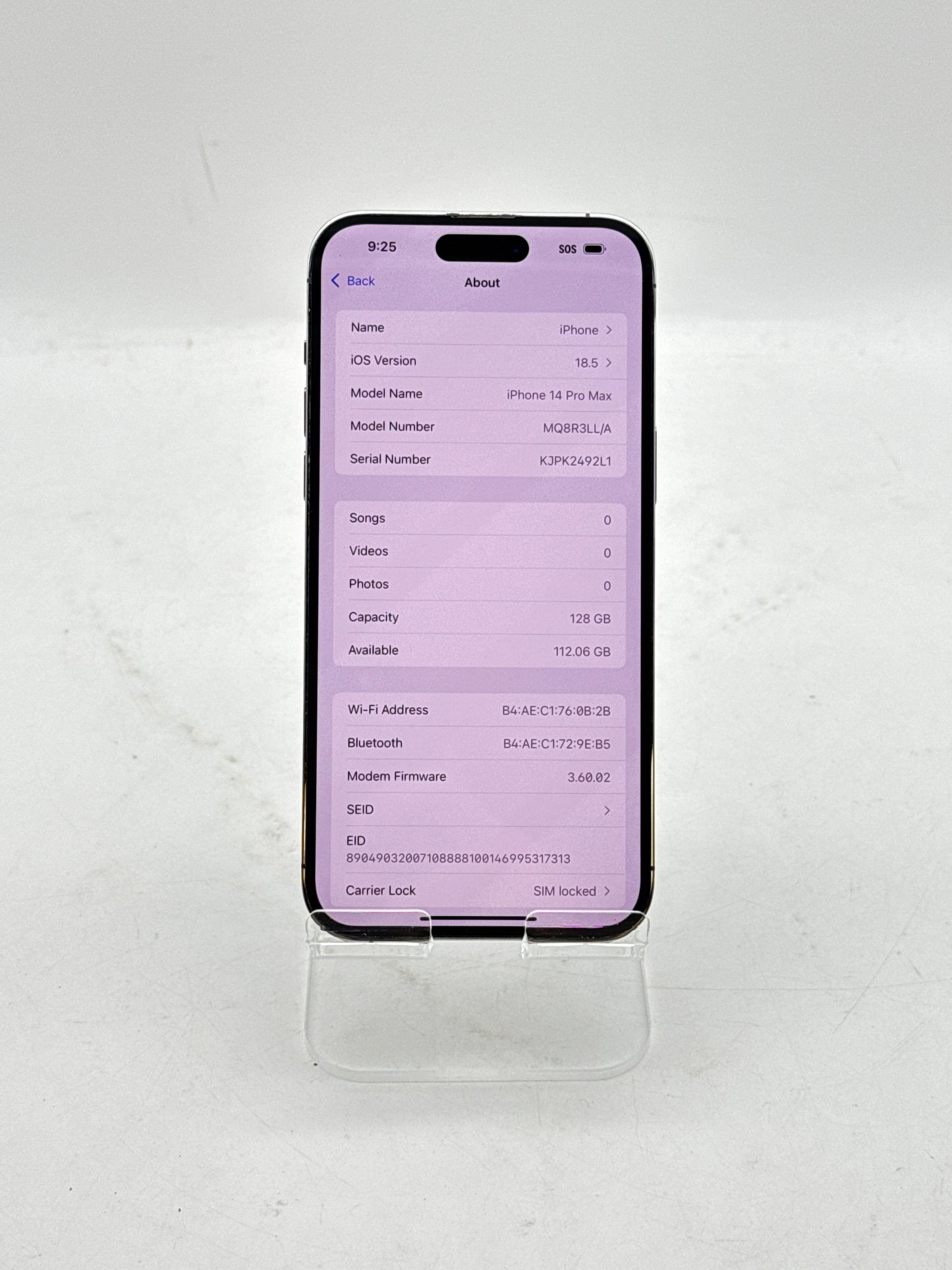 AT&T Apple iPhone 14 Pro Max A2651 128GB Deep Purple 82% Battery Health