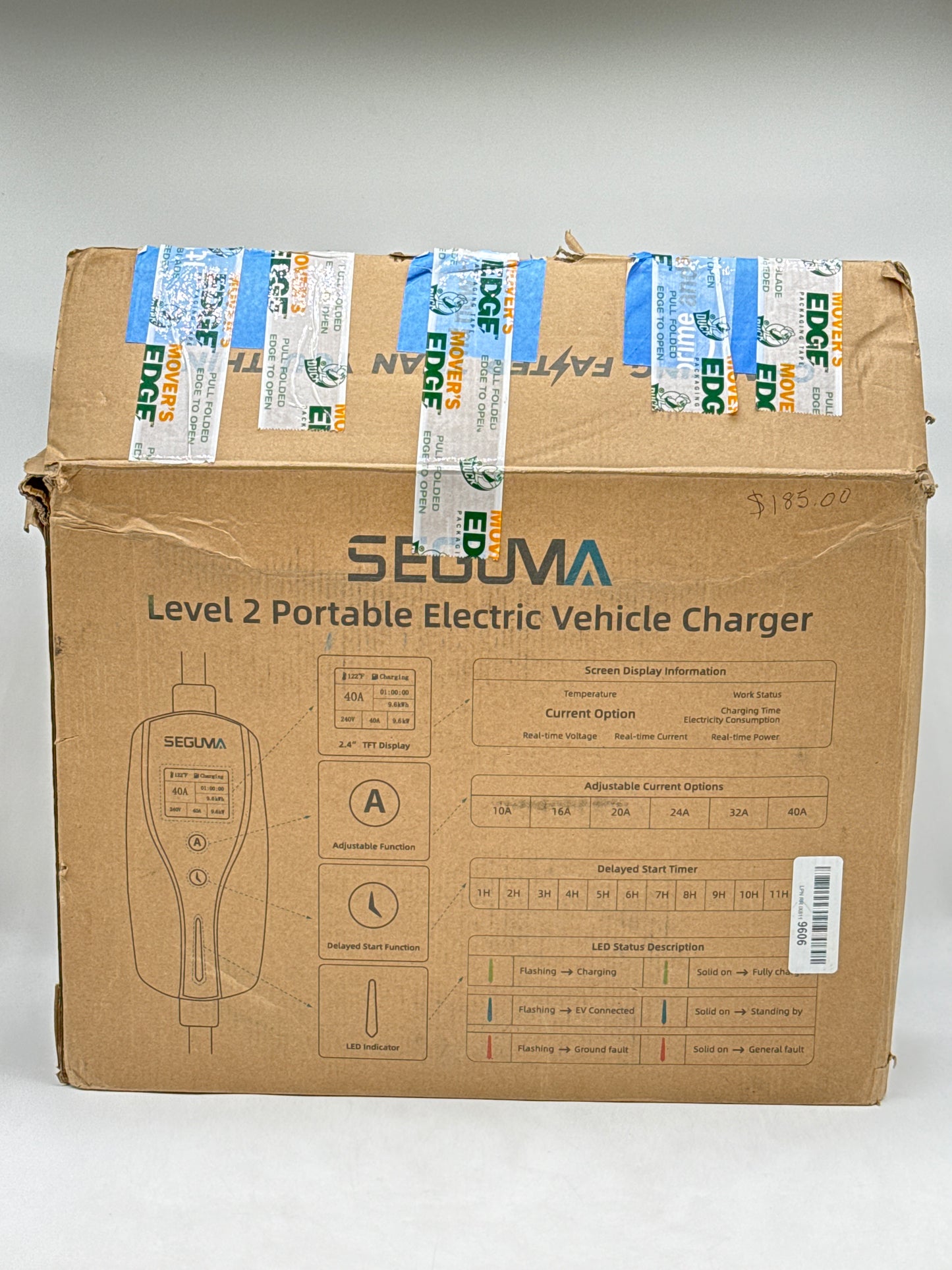 SEGUMA EV-ACS4003U Level 2 EV Charger 40Amp for J1772 BEVs/PHEVs 240V 9.6kW