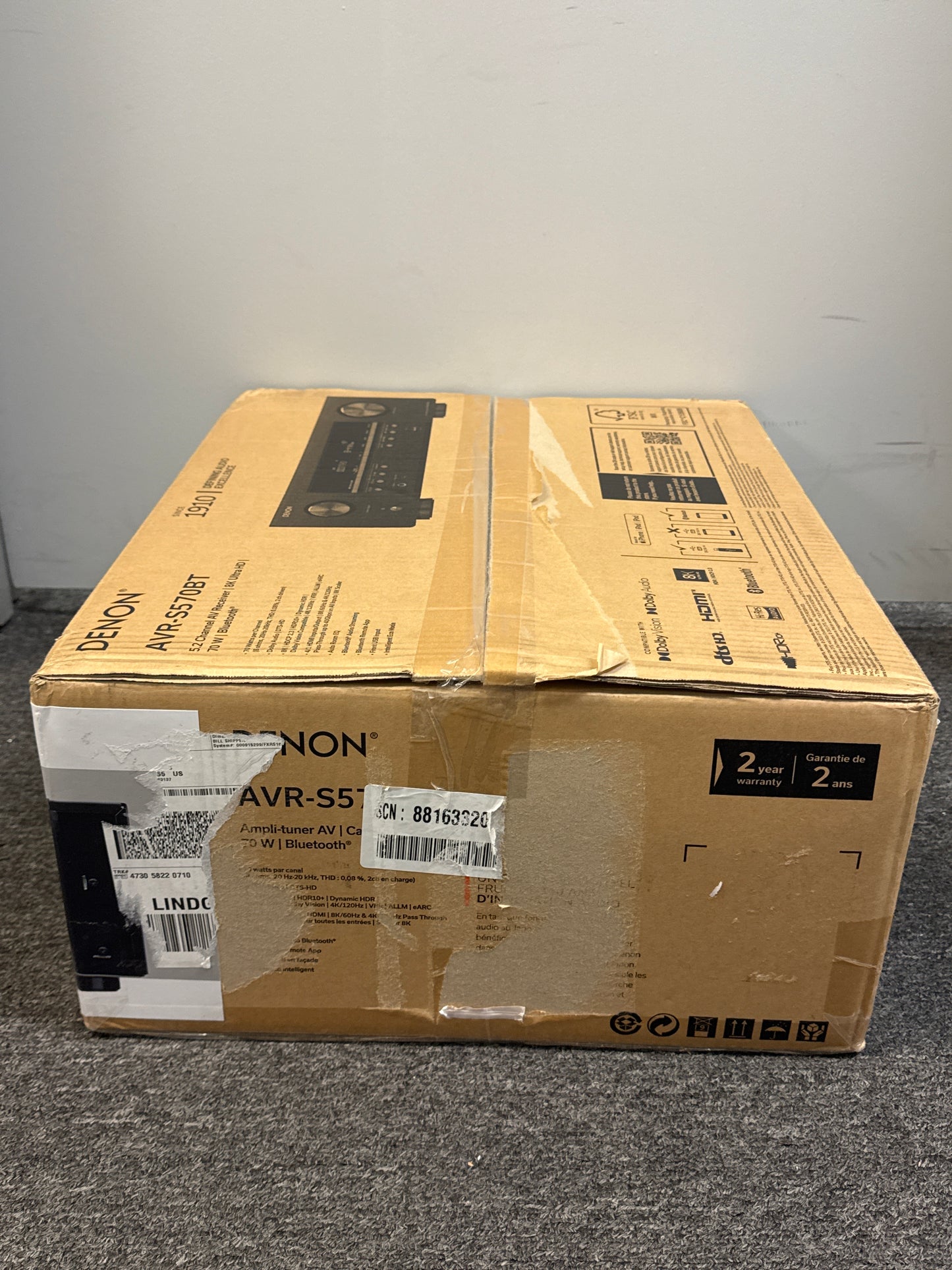 Denon AVR-S570BT 8K Video & Surround Sound 5.2 Ch. Receiver - New