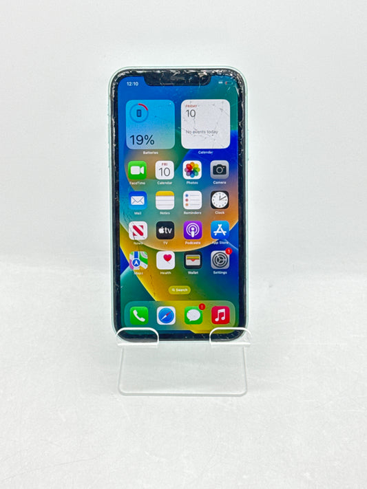 Unlocked Apple iPhone 11 6.1 Inch 64GB A2111 Green 87% Battery Health Broken