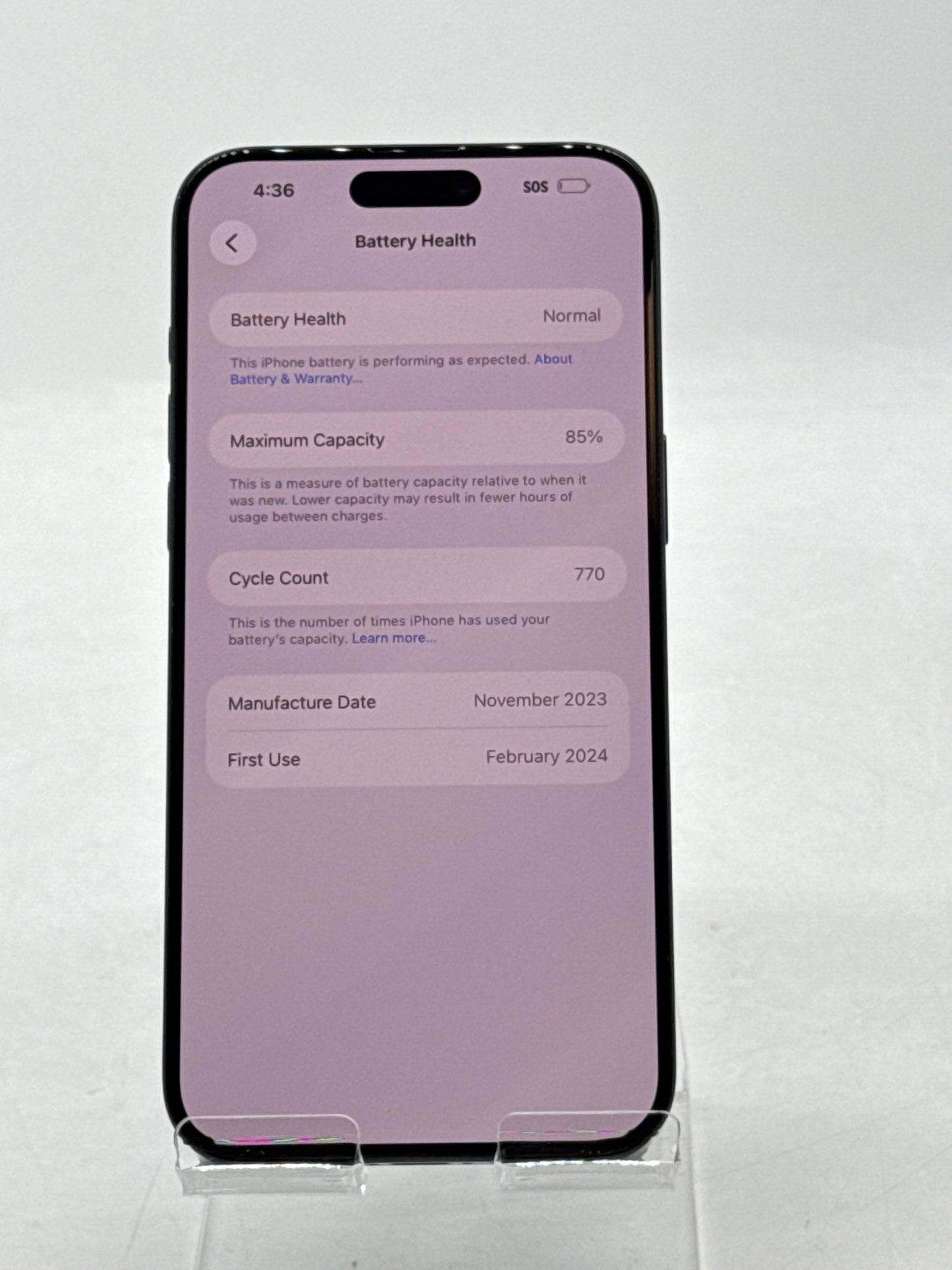 Unlocked Apple iPhone 15 Pro Max A2849 256GB Blue Titanium 85% Battery Health