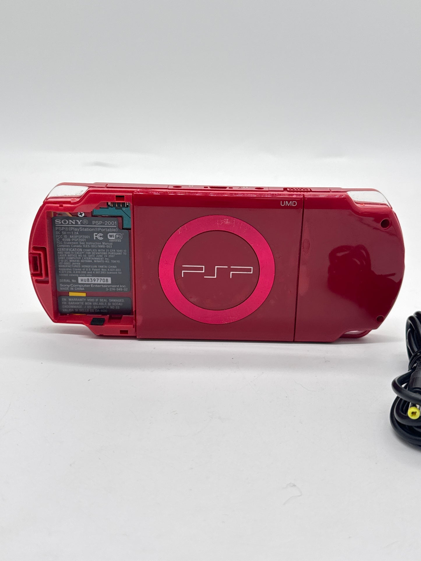 Sony PSP-2001 Deep Red Console w/ Charger #71 No Battery No Lid