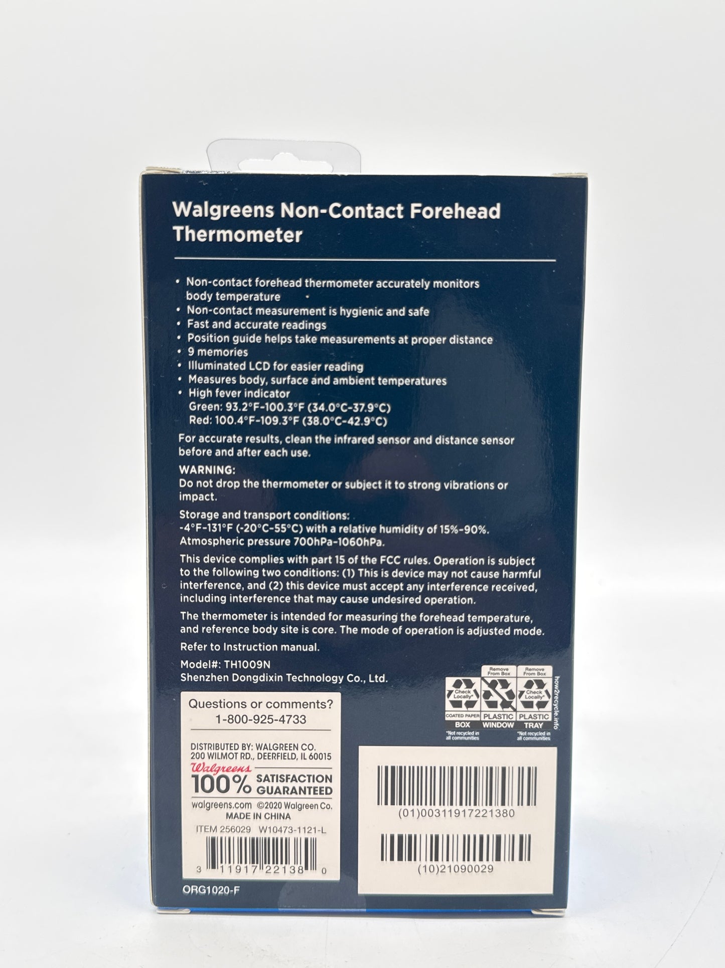 New Walgreens Non Contact 1 Second Clinically Proven Accurate Forehead Thermometer