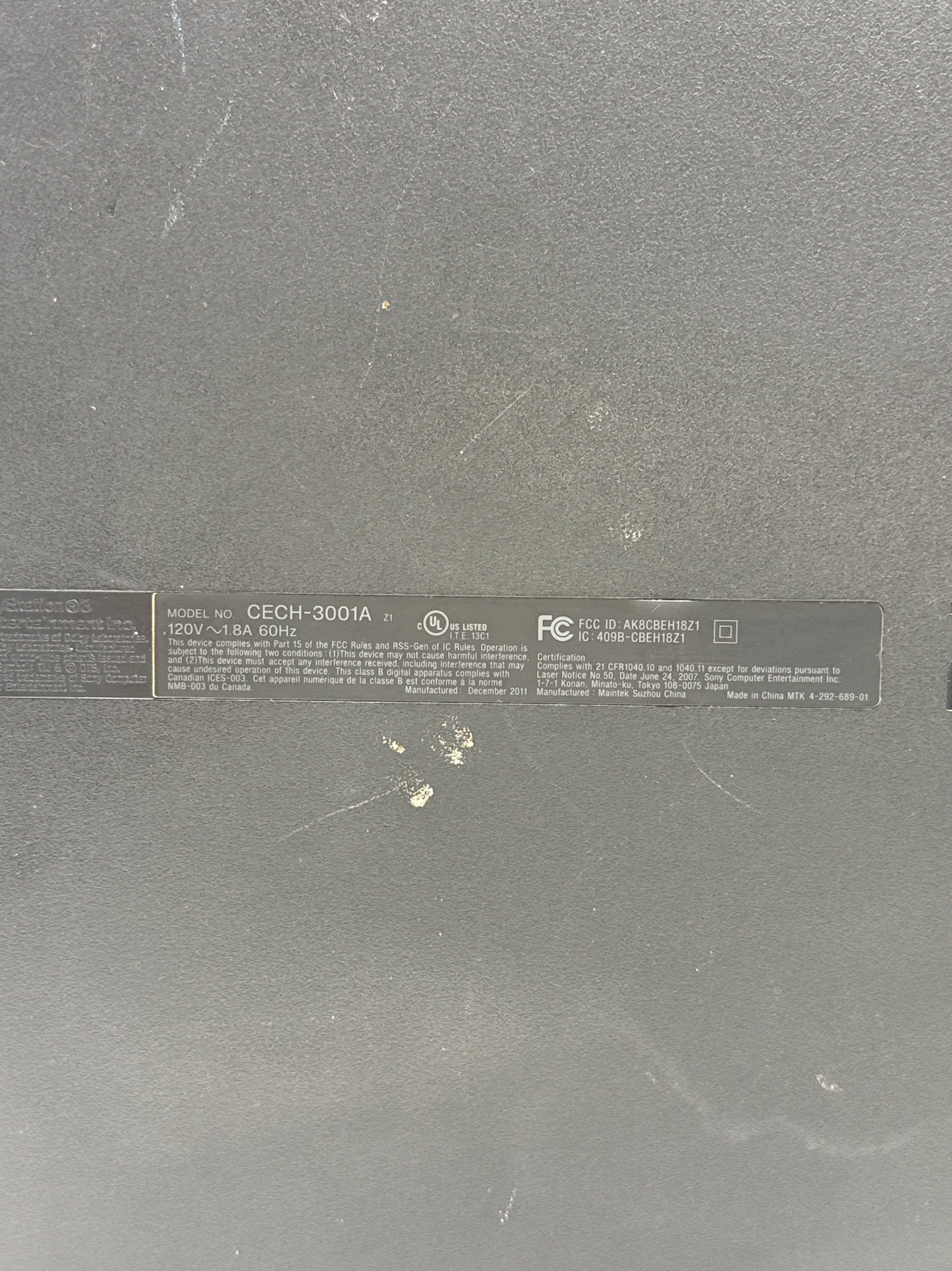 Sony PlayStation 3 CECH-3001A 320GB Black - For Parts!