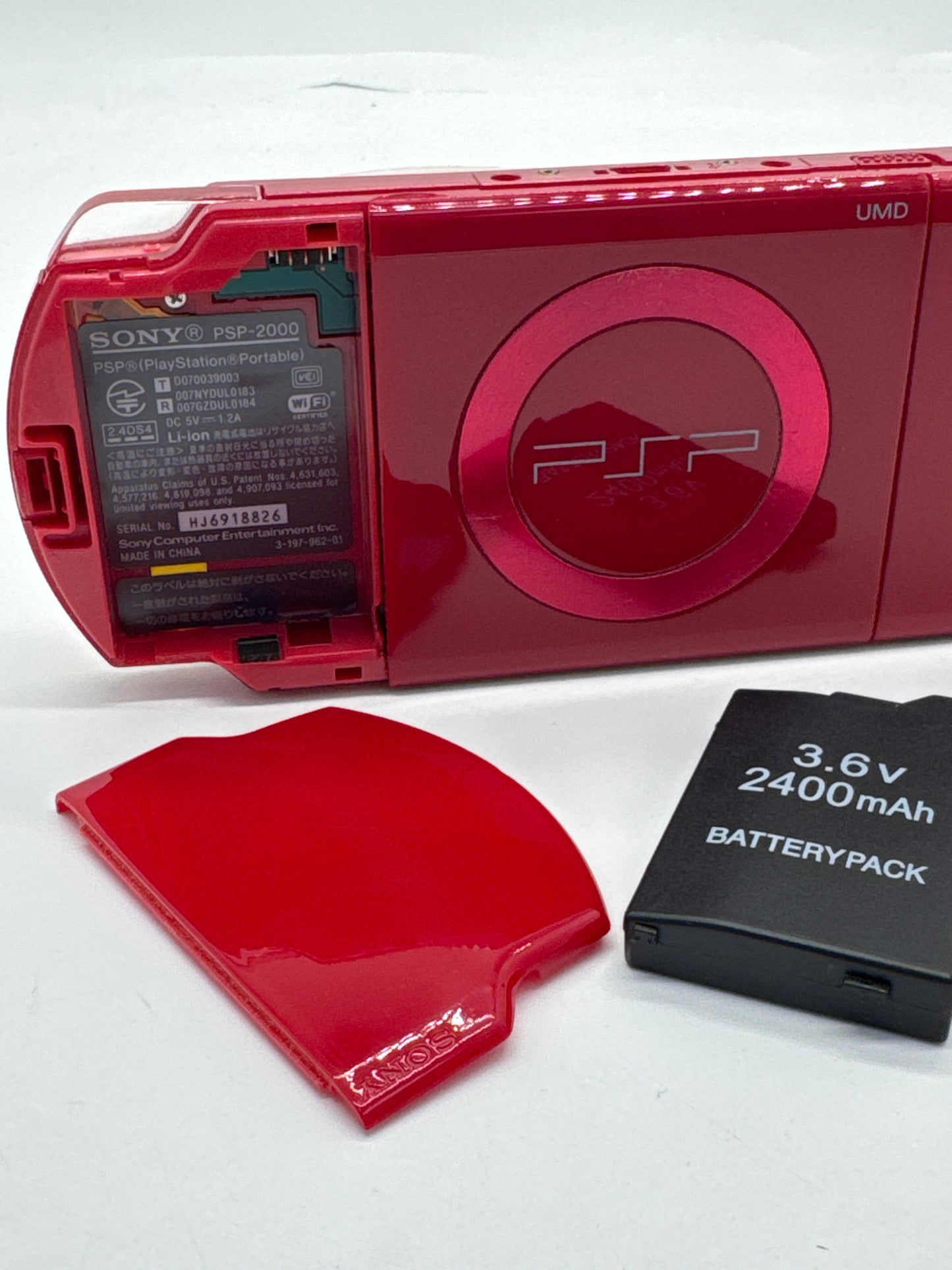 Sony PSP-2000 Red Console #441 w/ 2400mAh Battery Faulty UMD AS IS