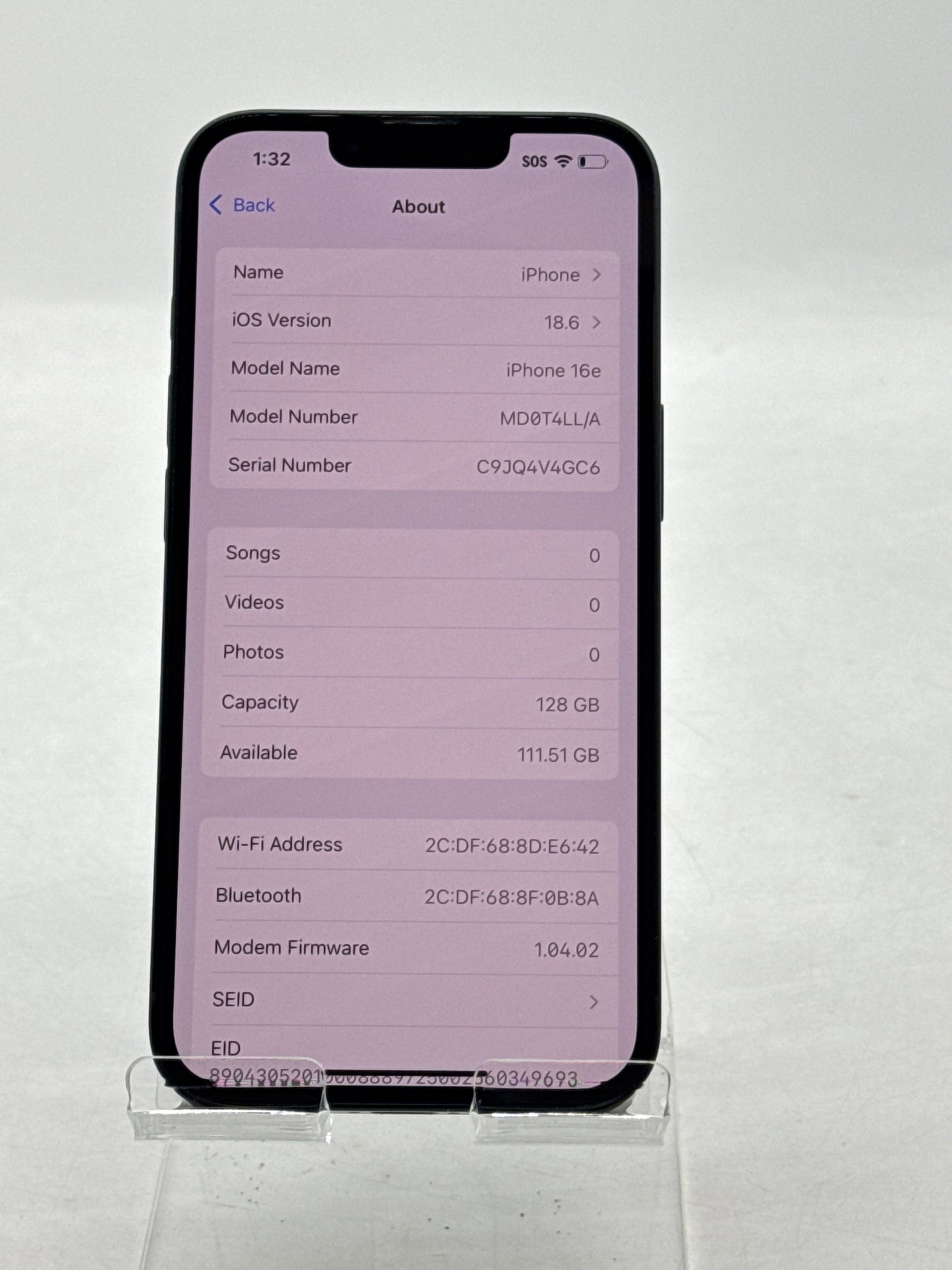 Boost Apple iPhone 16e A3212 128GB Black 100% Battery Health 36 Cycle Count