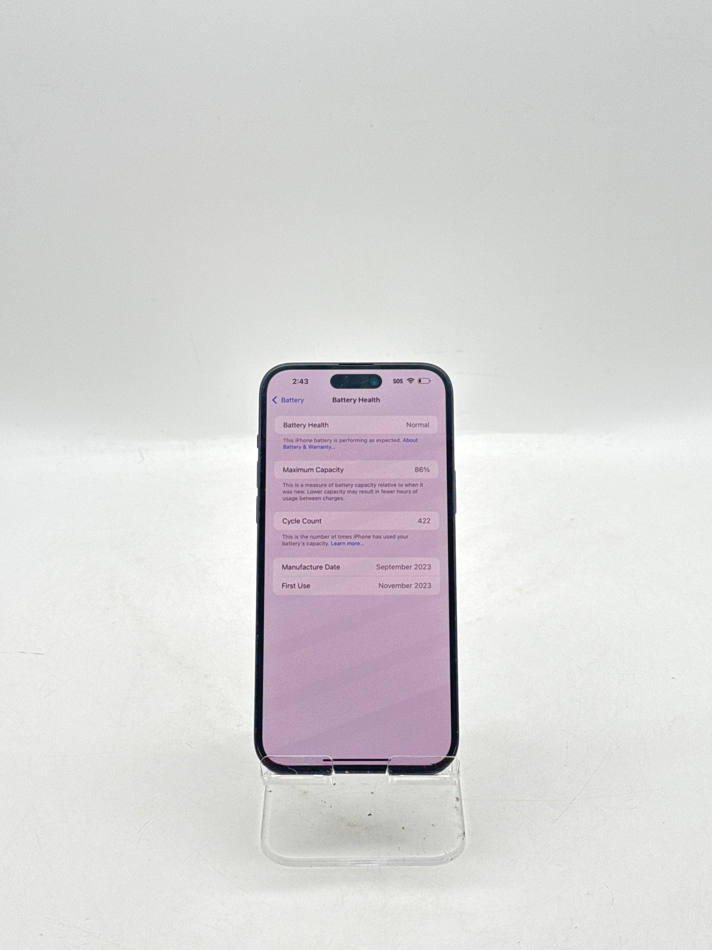 Unlocked Apple iPhone 15 Plus A2847 128GB Black 86% Battery Health