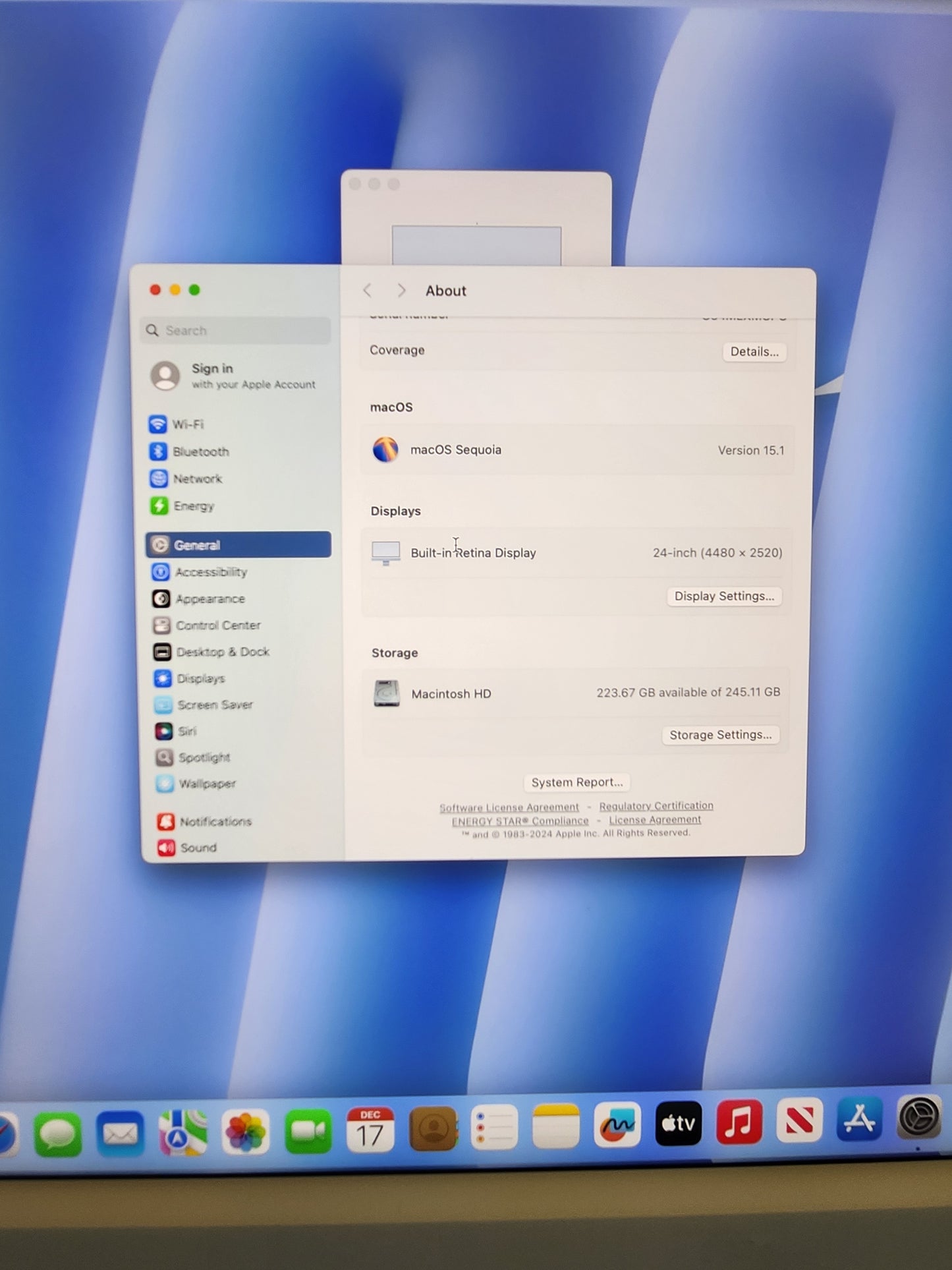 2024 Apple iMac 24" A3247 M4 8C-CPU 8C-GPU 256GB SSD 16GB RAM Blue