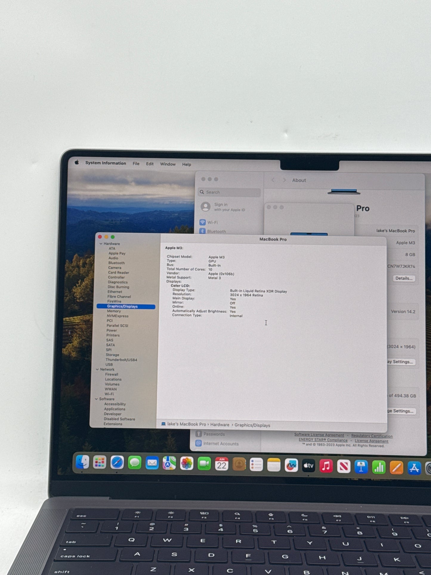 2023 Apple MacBook Pro 14.2" A2918 M3 8C-GPU 10C-CPU 512GB SSD 8GB RAM 3 Cycle