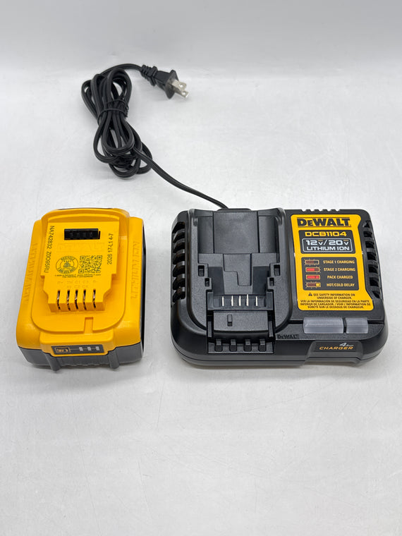 DeWalt Compact 20V DCB240 4.0 AH Battery w/Dewalt DCB1104 Battery Charger
