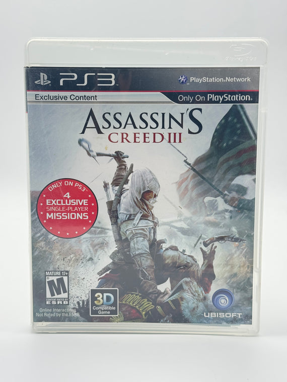 ASSASSIN'S CREED III Sony PlayStation 3 PS3 Video Game Free Shipping