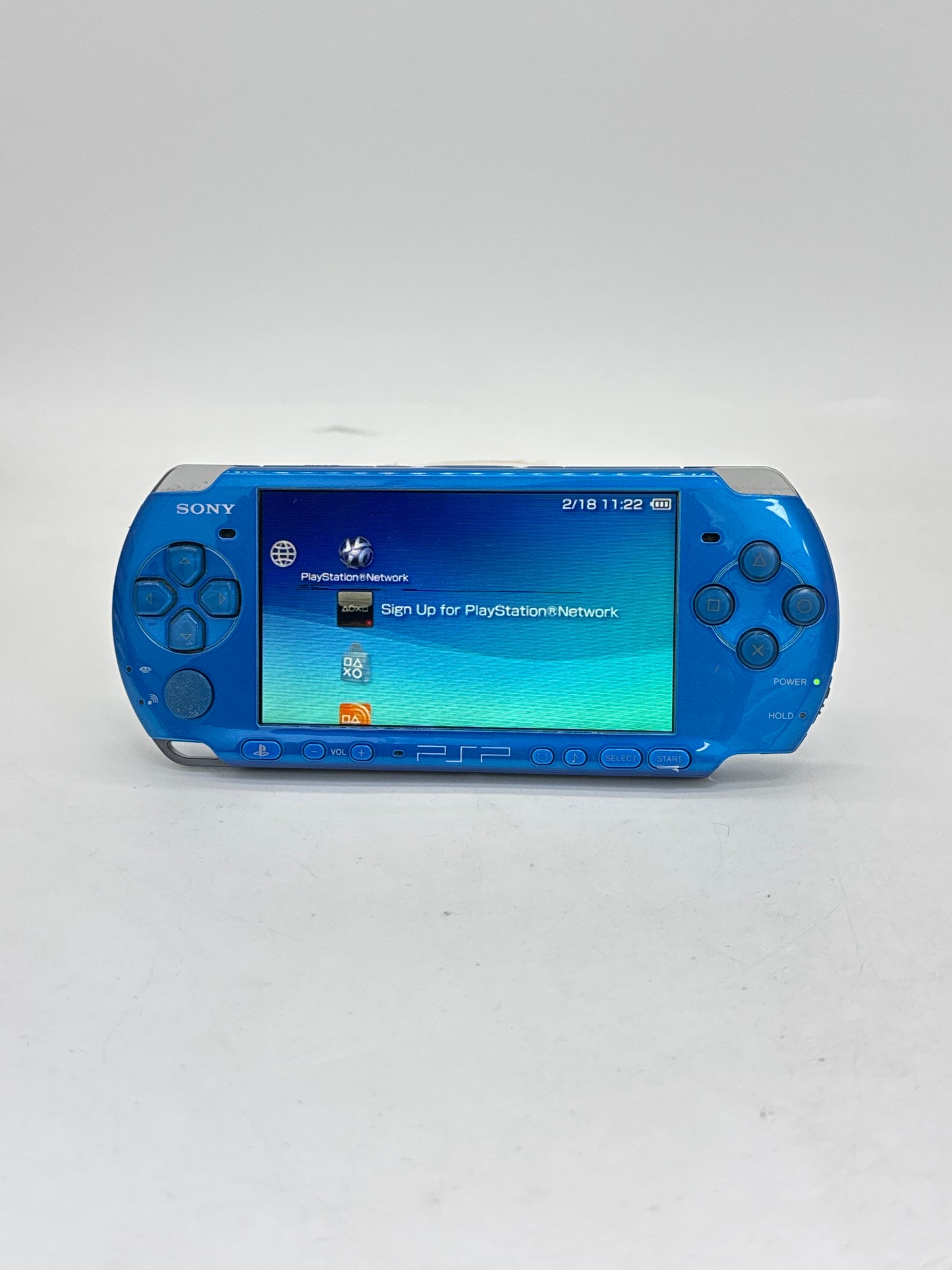 Sony PlayStation PSP-3000 Blue Console #376 w/2400mAh Battery - Line on Display AS IS