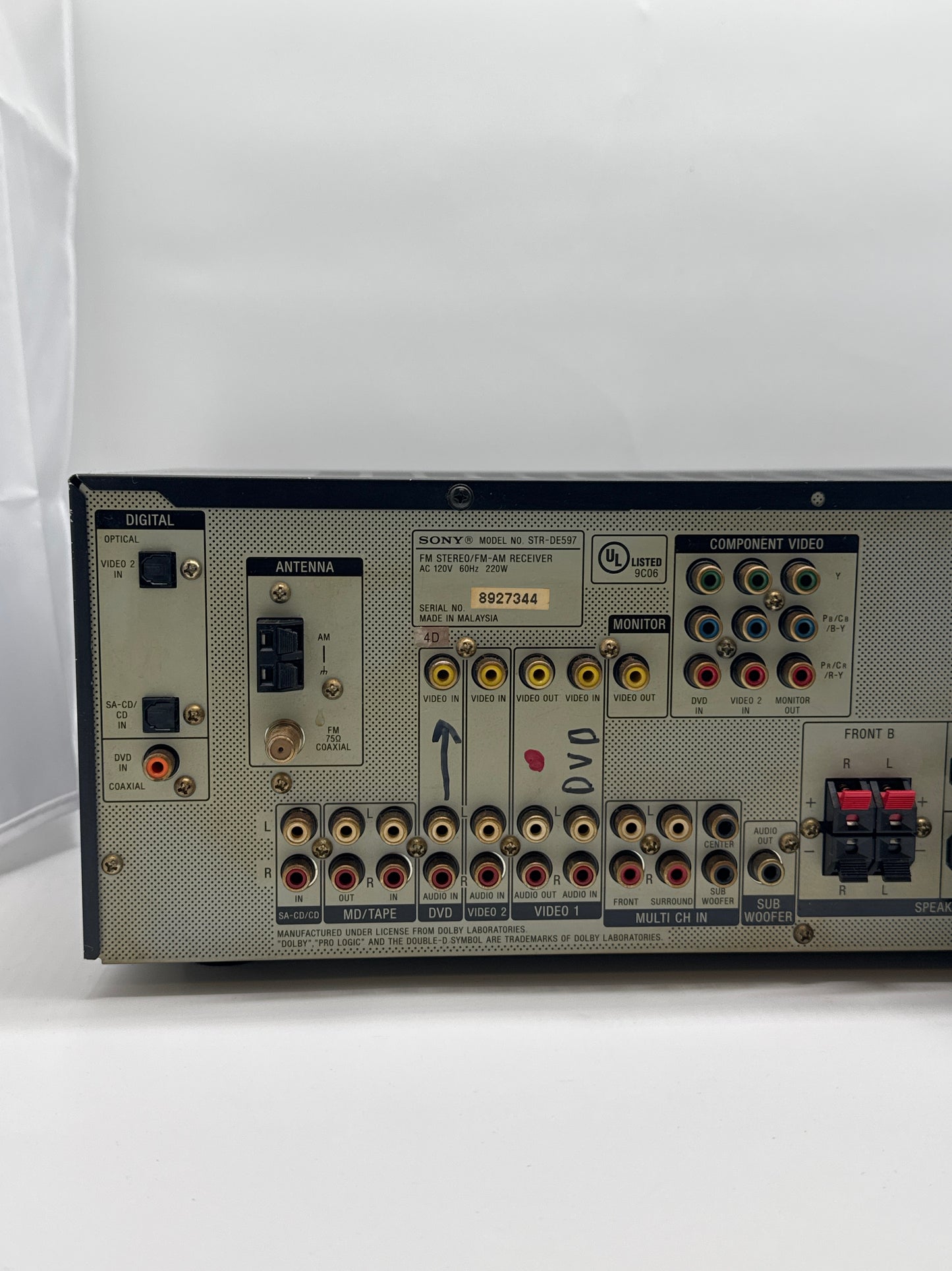Used Sony STR-DE597 AV Receiver 220W Home Theater Stereo 6.1 Channel - Read