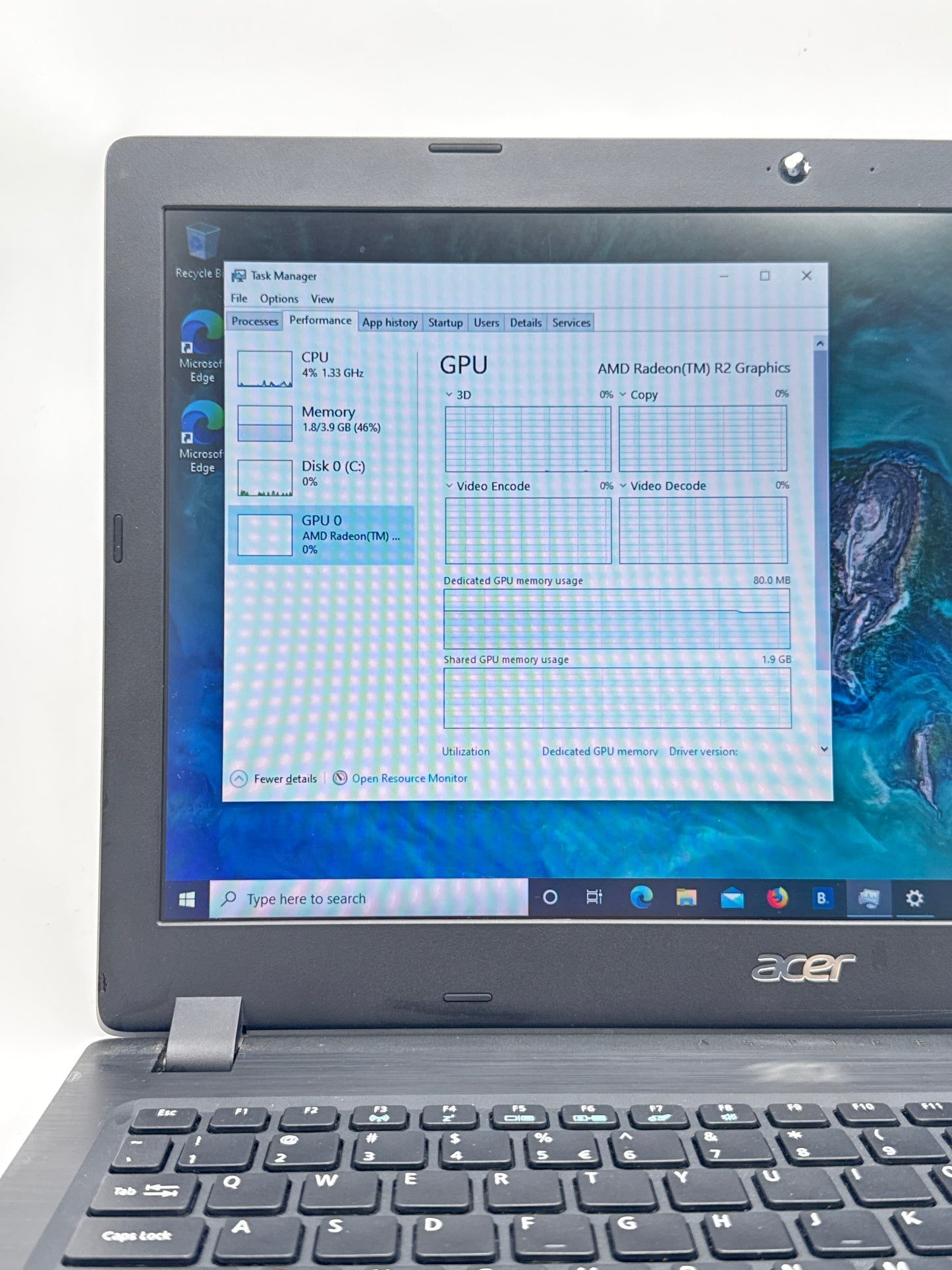 Acer Aspire 3 15.6" A315-21 AMD E2-9000e@1.5GHz 4GB RAM 1TB HDD Laptop