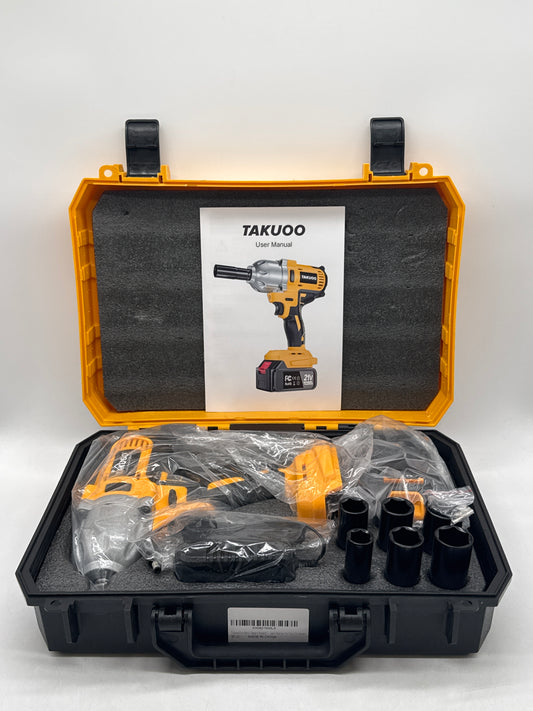 Takuoo Cordless 1/2 inch Brushless Impact Wrench - Open Box