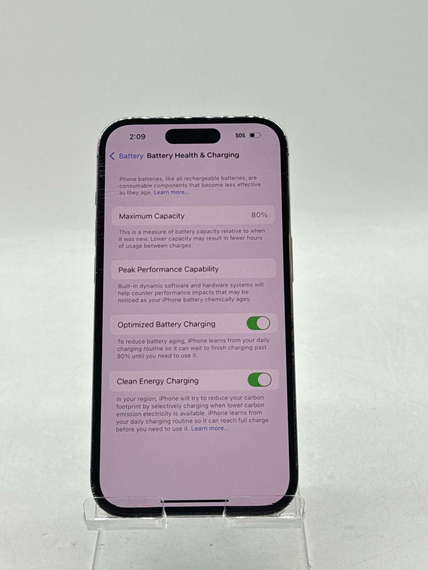 Unlocked Apple iPhone 14 Pro A2650 256GB Deep Purple 80% Battery Health