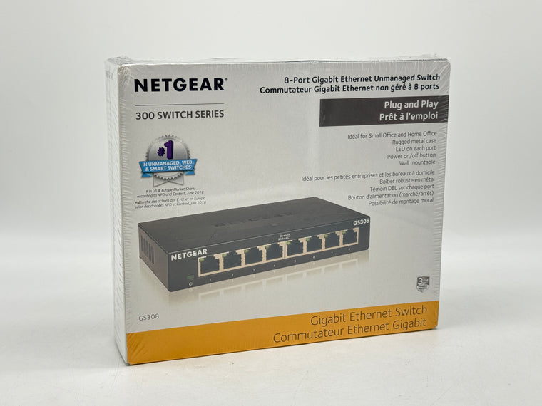 Netgear GS308 8-Port Gigabit Ethernet Unmanaged Switch New Sealed