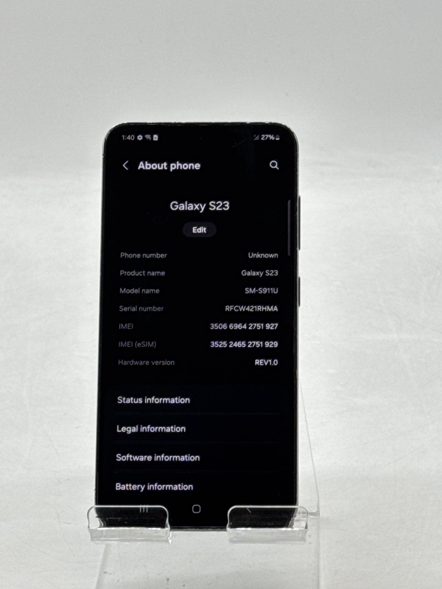 Verizon Samsung Galaxy S23 6.1" SM-S911U 256GB Phantom Black - Cracked Back