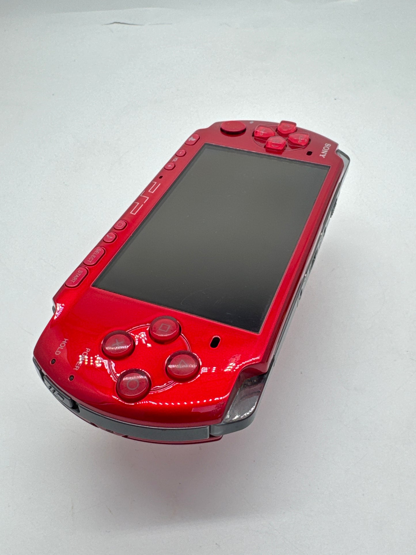 Sony PSP-3000 Red Console #59 w/ 2400mAh Battery & Charger Noisy Disc Drive