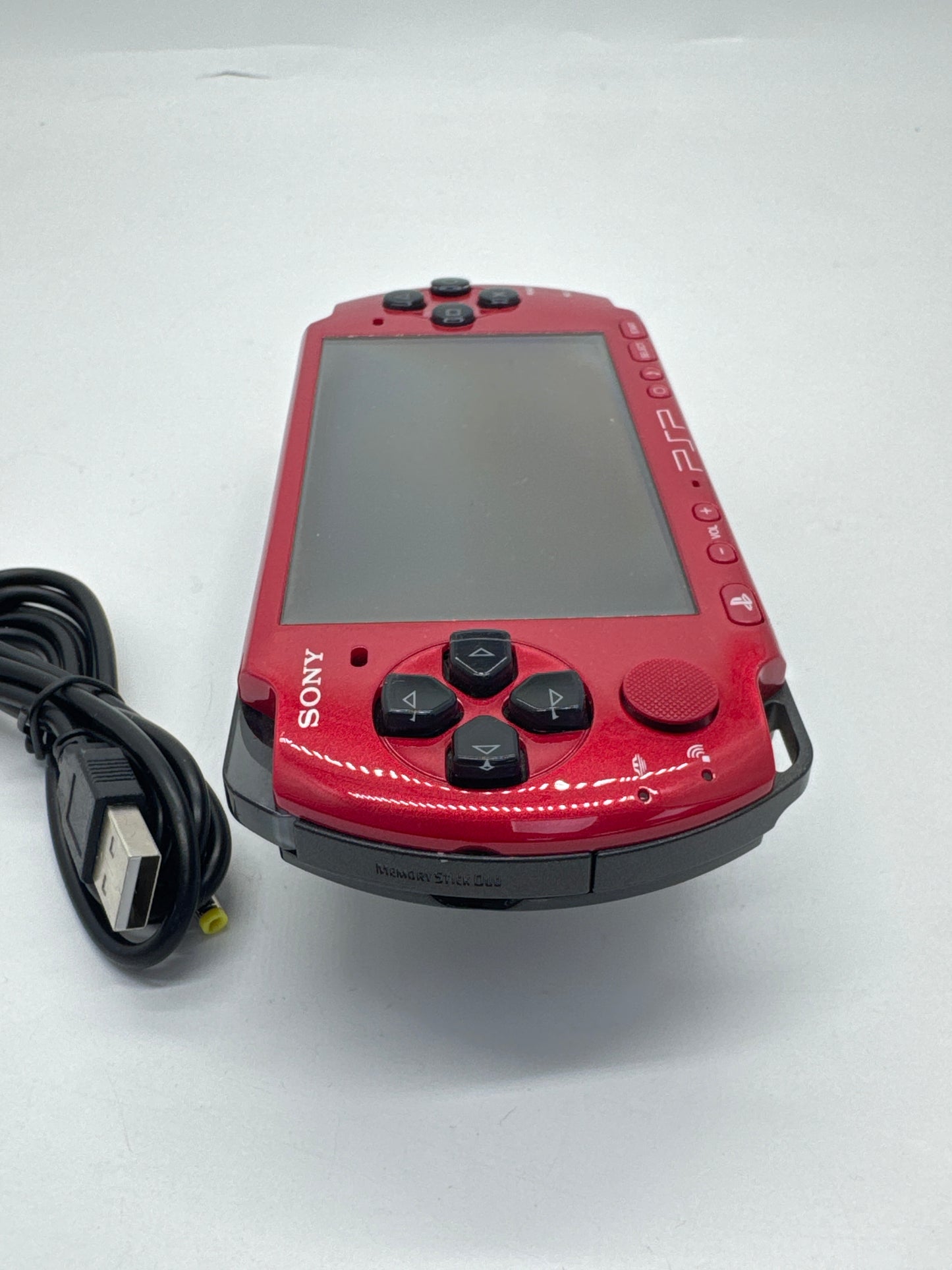 Sony PSP-3000 Red\Black Console w/ Charger #73 No Battery No Lid AS IS